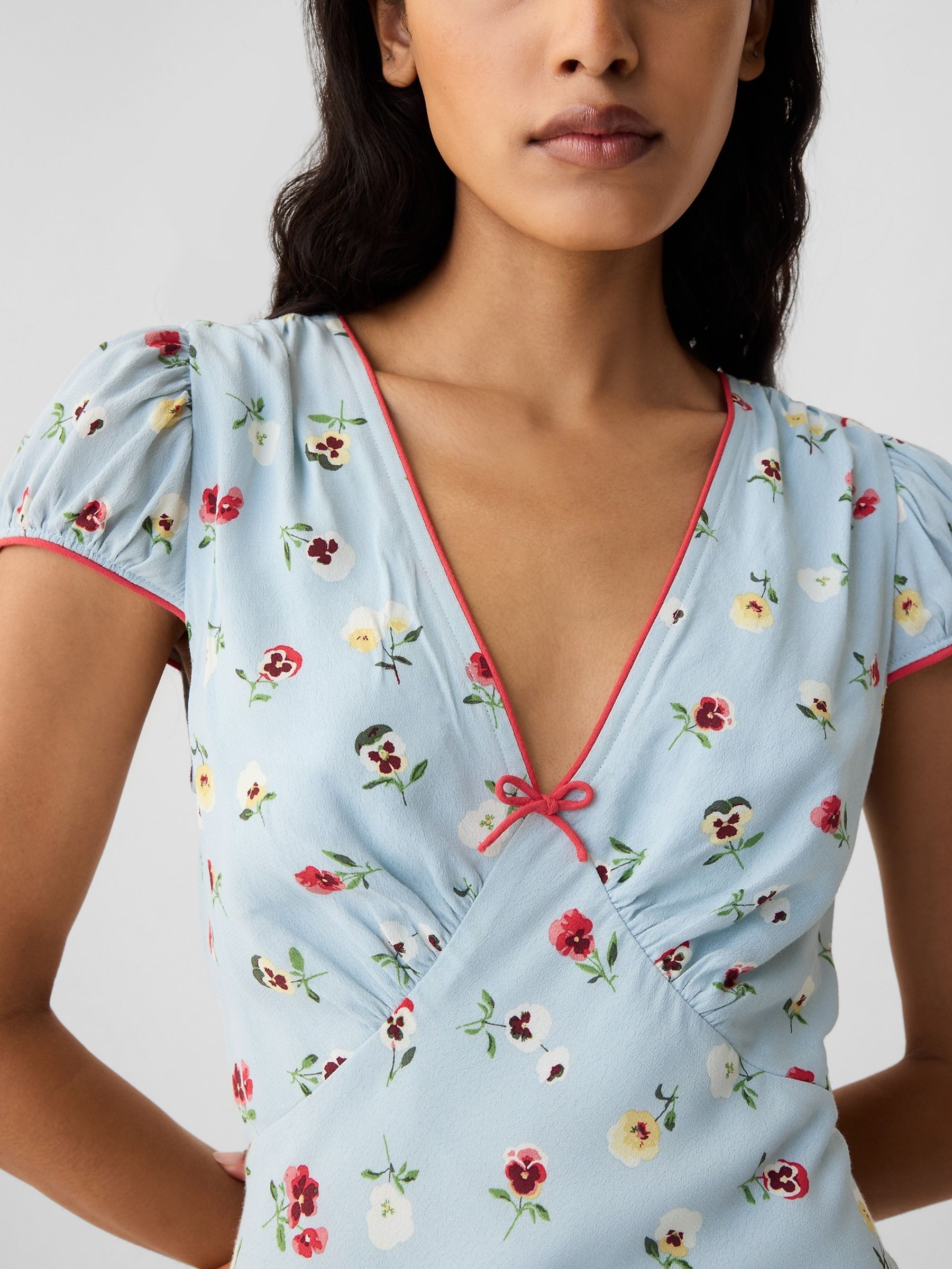 Light Blue DÔEN Floral Mini Dress - Image 4 of 5
