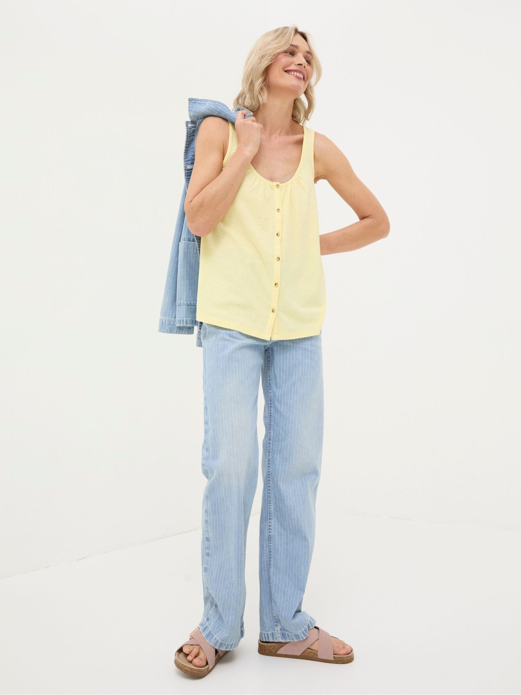 Flora Yellow Cotton Linen Vest - Image 2 of 4