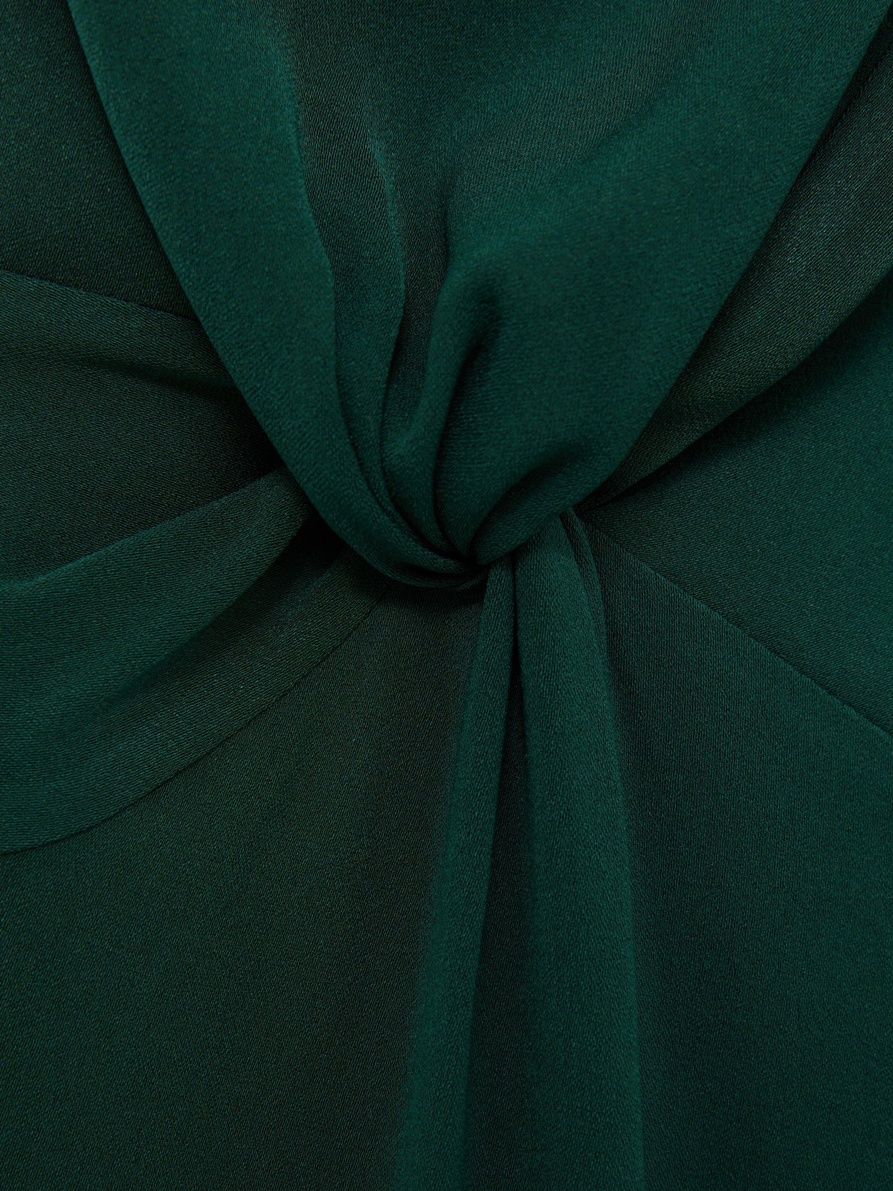 Petite Off-Shoulder Tuck-Detail Midi Dress in Teal Green - Image 7 of 8