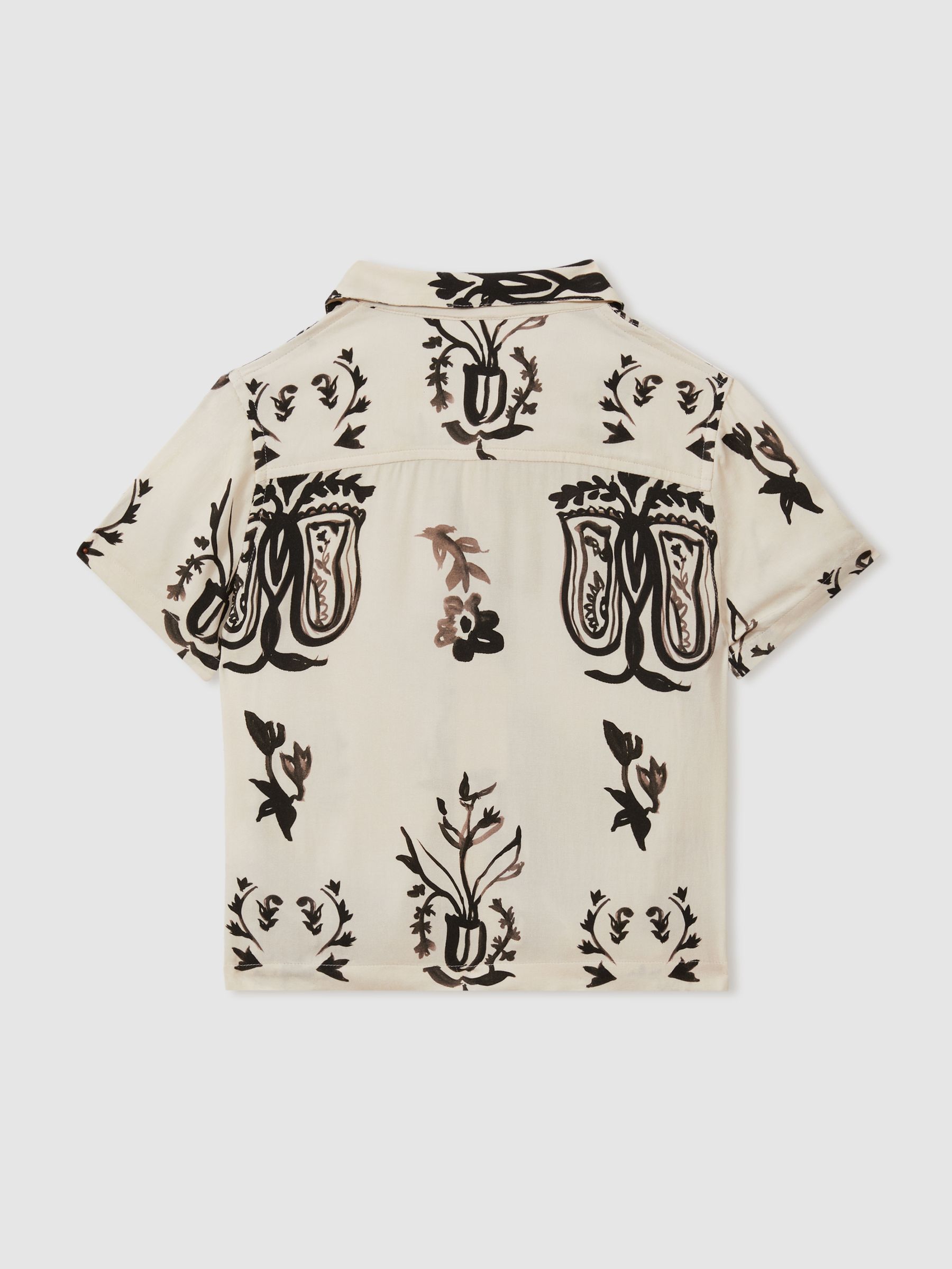 Relaxed Printed Cuban Collar Shirt in Off White/Black - Image 3 of 3