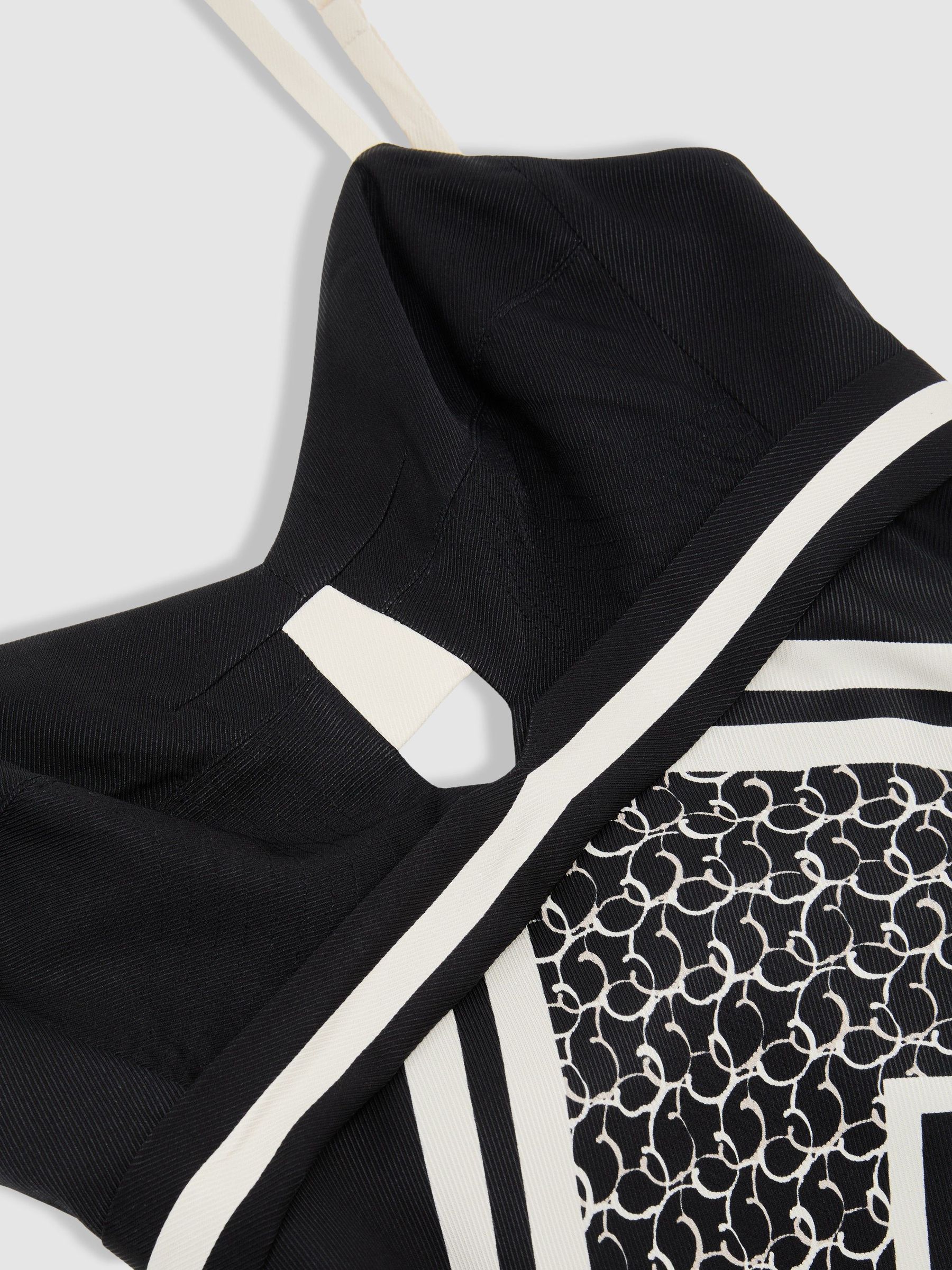 Scarf-Print Tie-Back Maxi Dress in Black/Ivory - Image 7 of 7