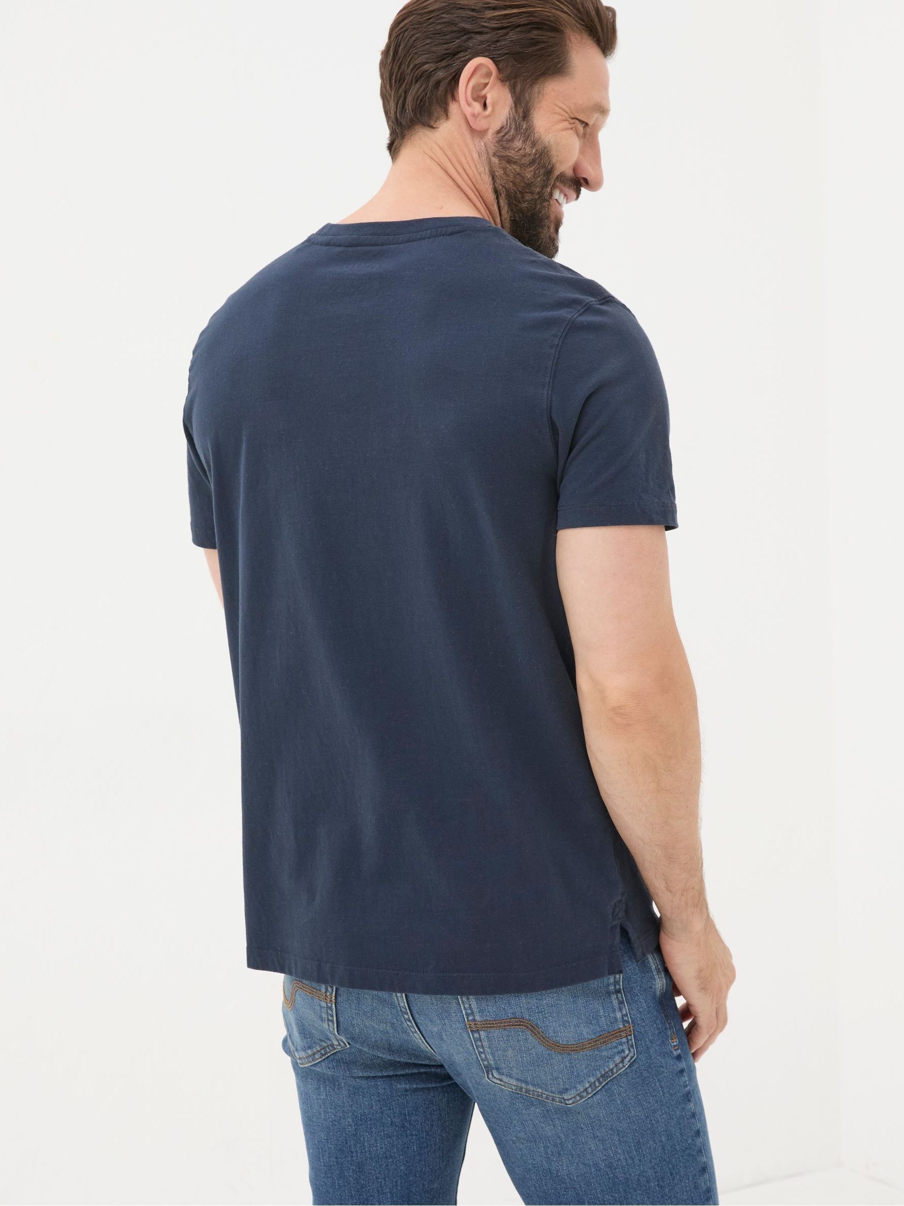 Lulworth Navy Blue 100% Cotton Organic Crew T-Shirt - Image 2 of 5