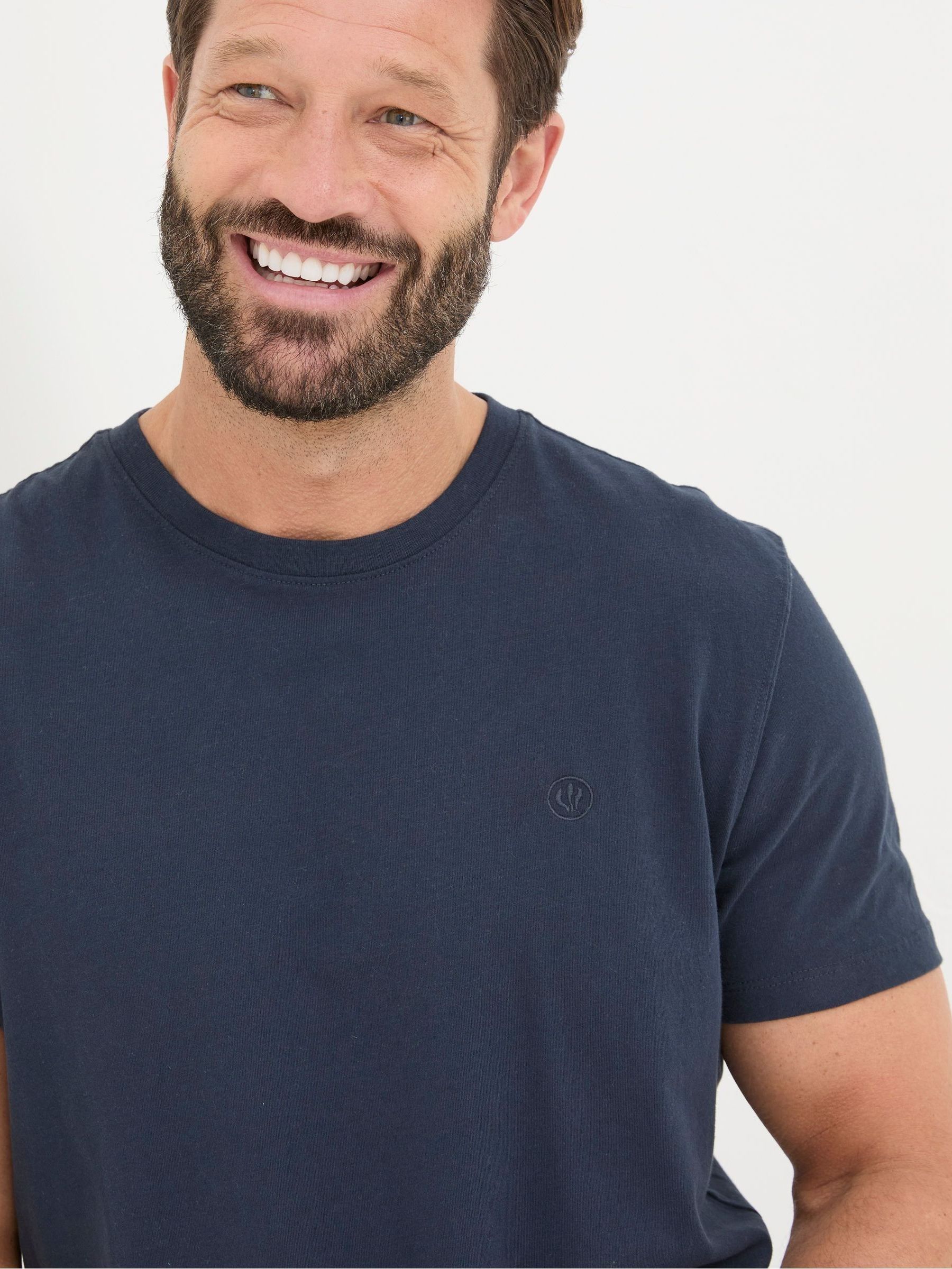 Lulworth Navy Blue 100% Cotton Organic Crew T-Shirt - Image 3 of 5