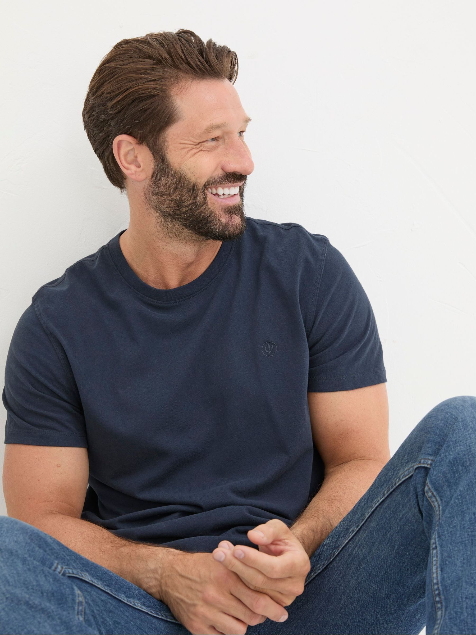 Lulworth Navy Blue 100% Cotton Organic Crew T-Shirt - Image 4 of 5