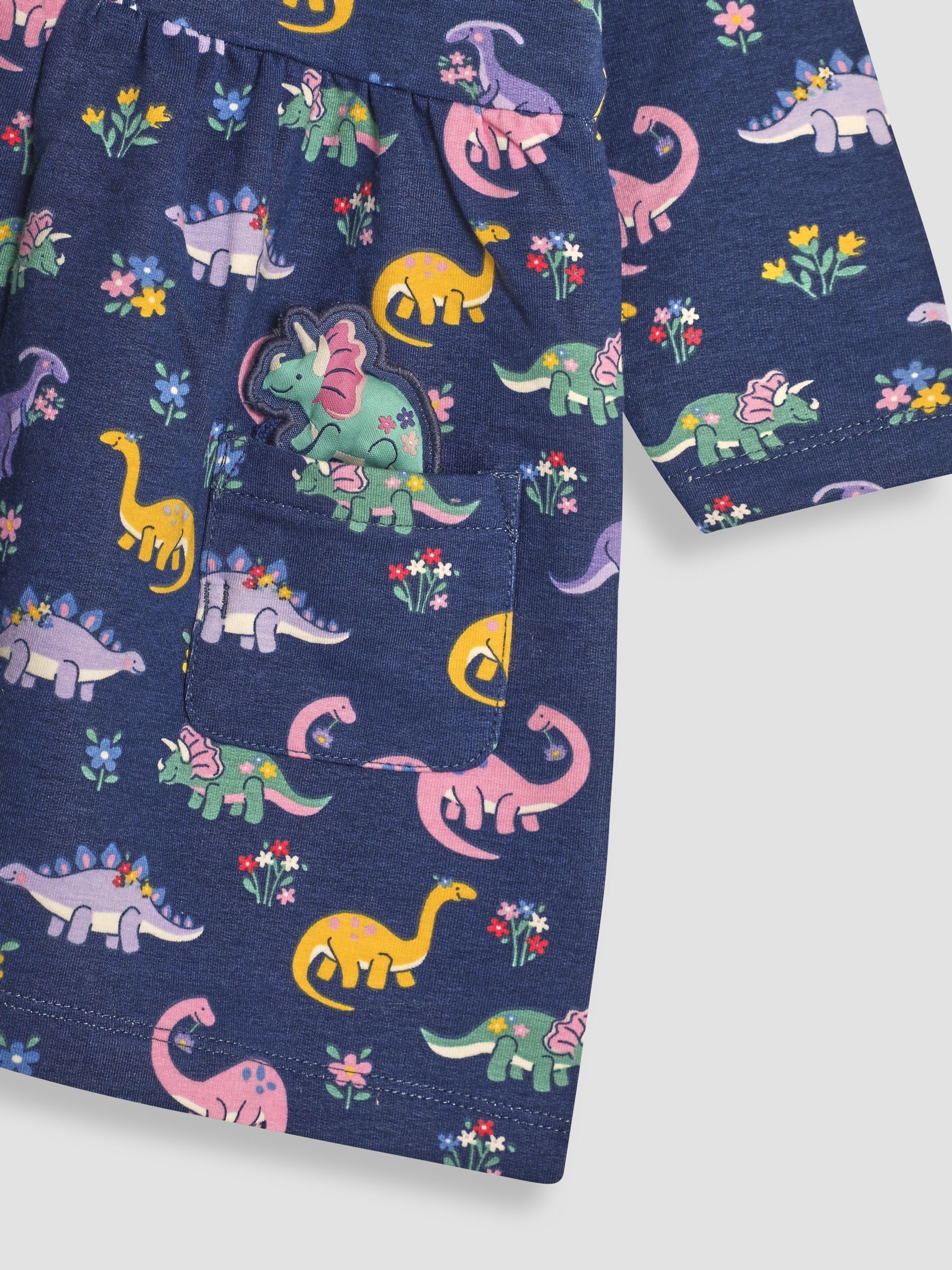 Navy Blue Dino Button Front Dress - Image 3 of 3