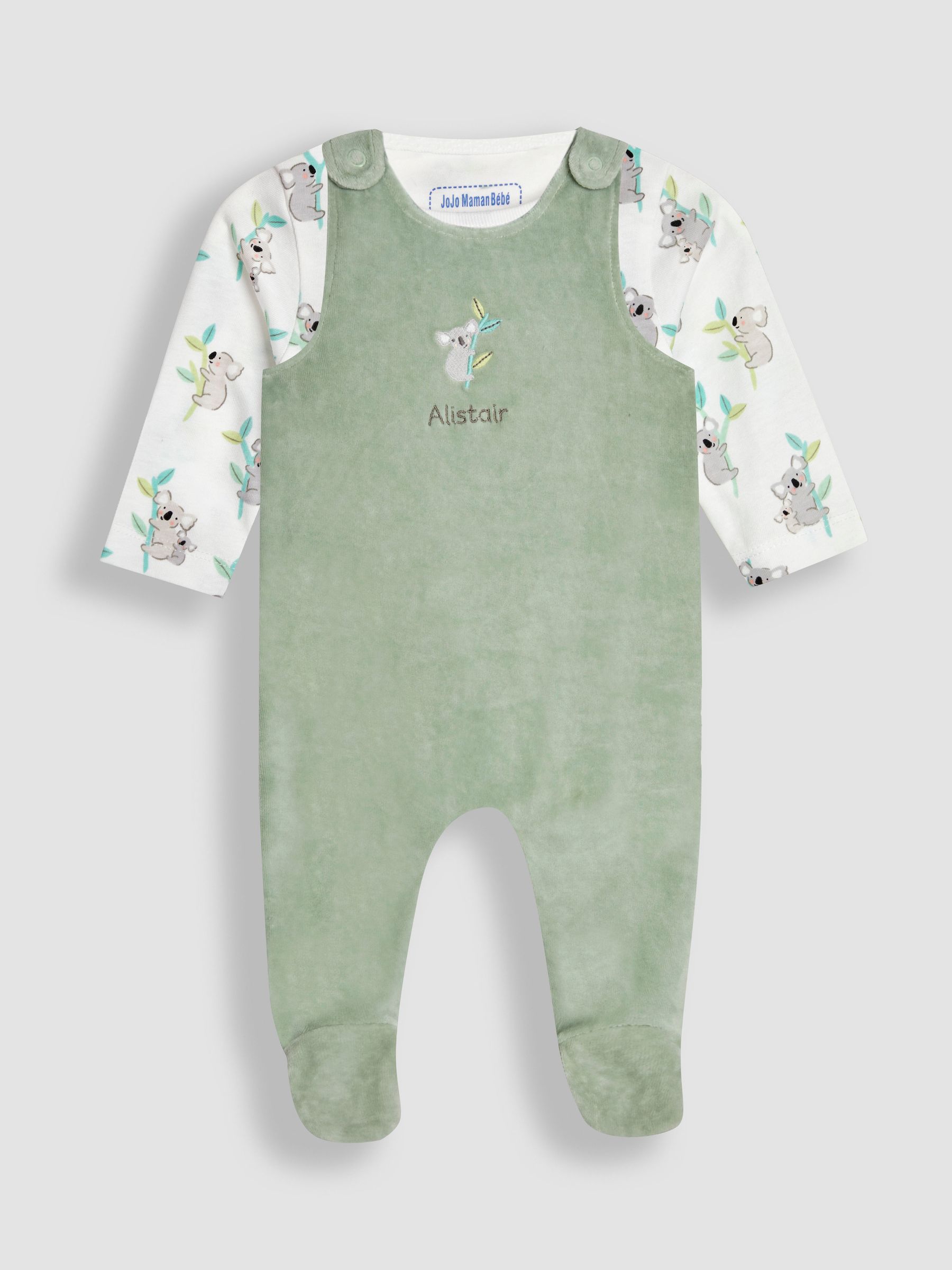 Green Personalised Koala Dungarees Set 2 Piece - Image 2 of 8