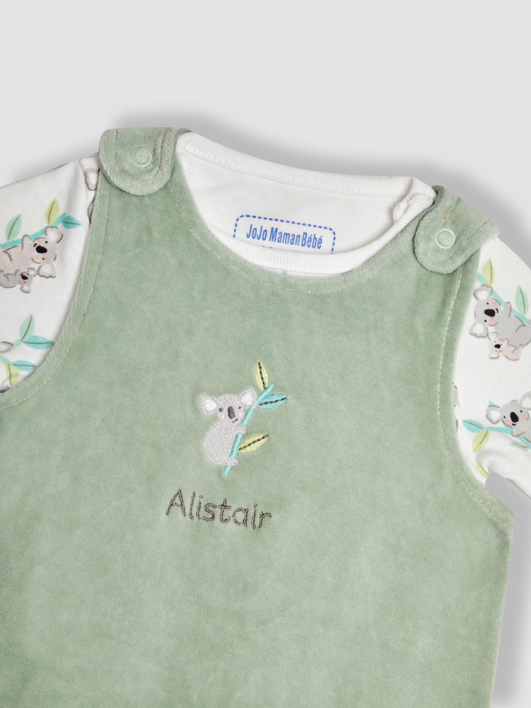 Green Personalised Koala Dungarees Set 2 Piece - Image 6 of 8