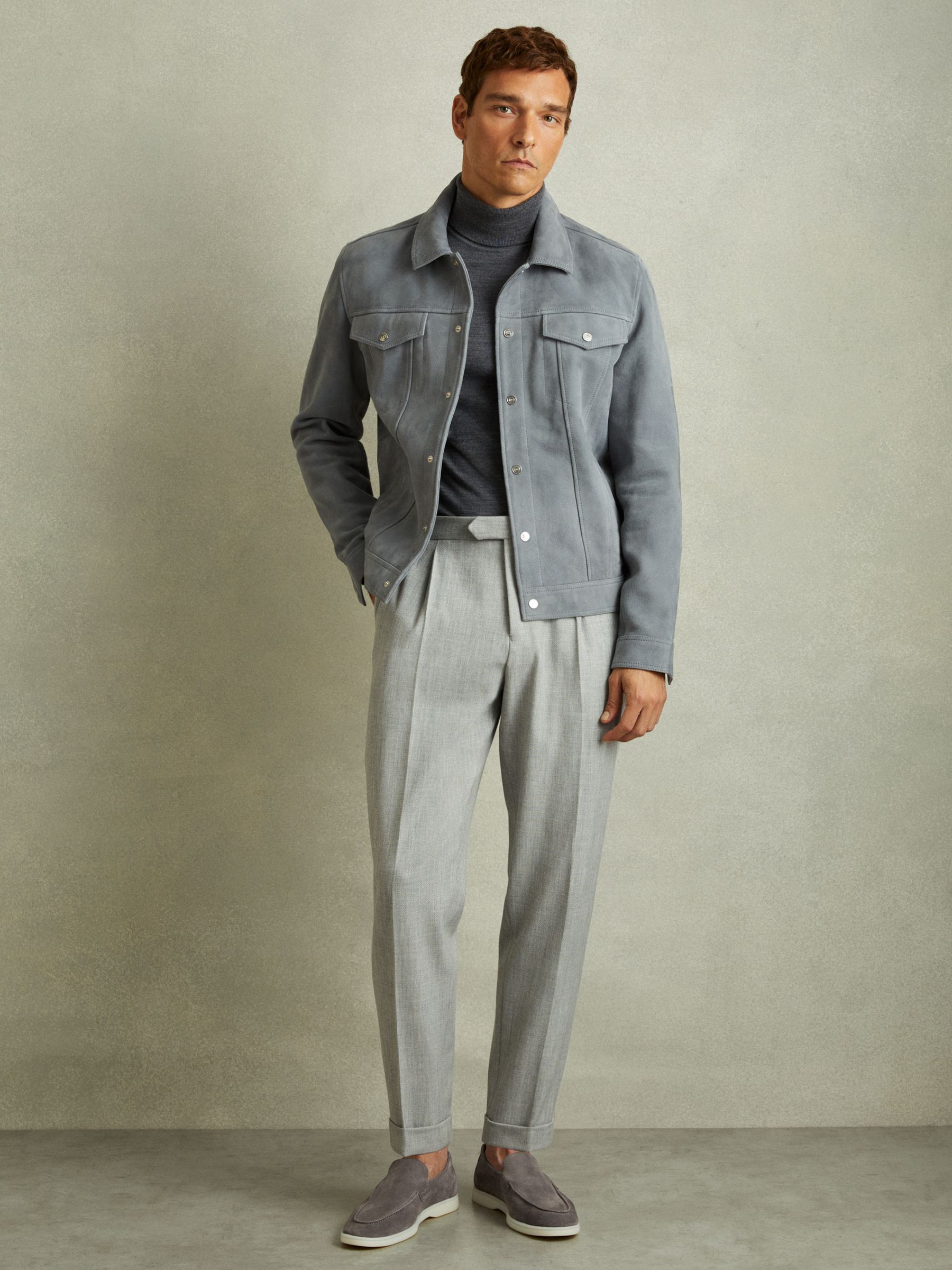 Suede Slip-On Loafers in Grey - Image 2 of 5