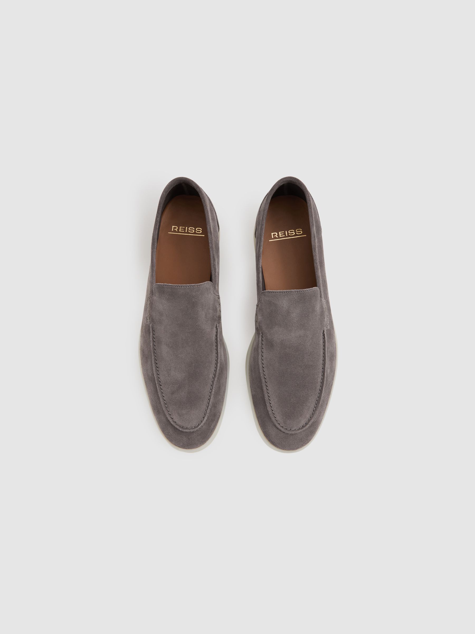 Suede Slip-On Loafers in Grey - Image 3 of 5