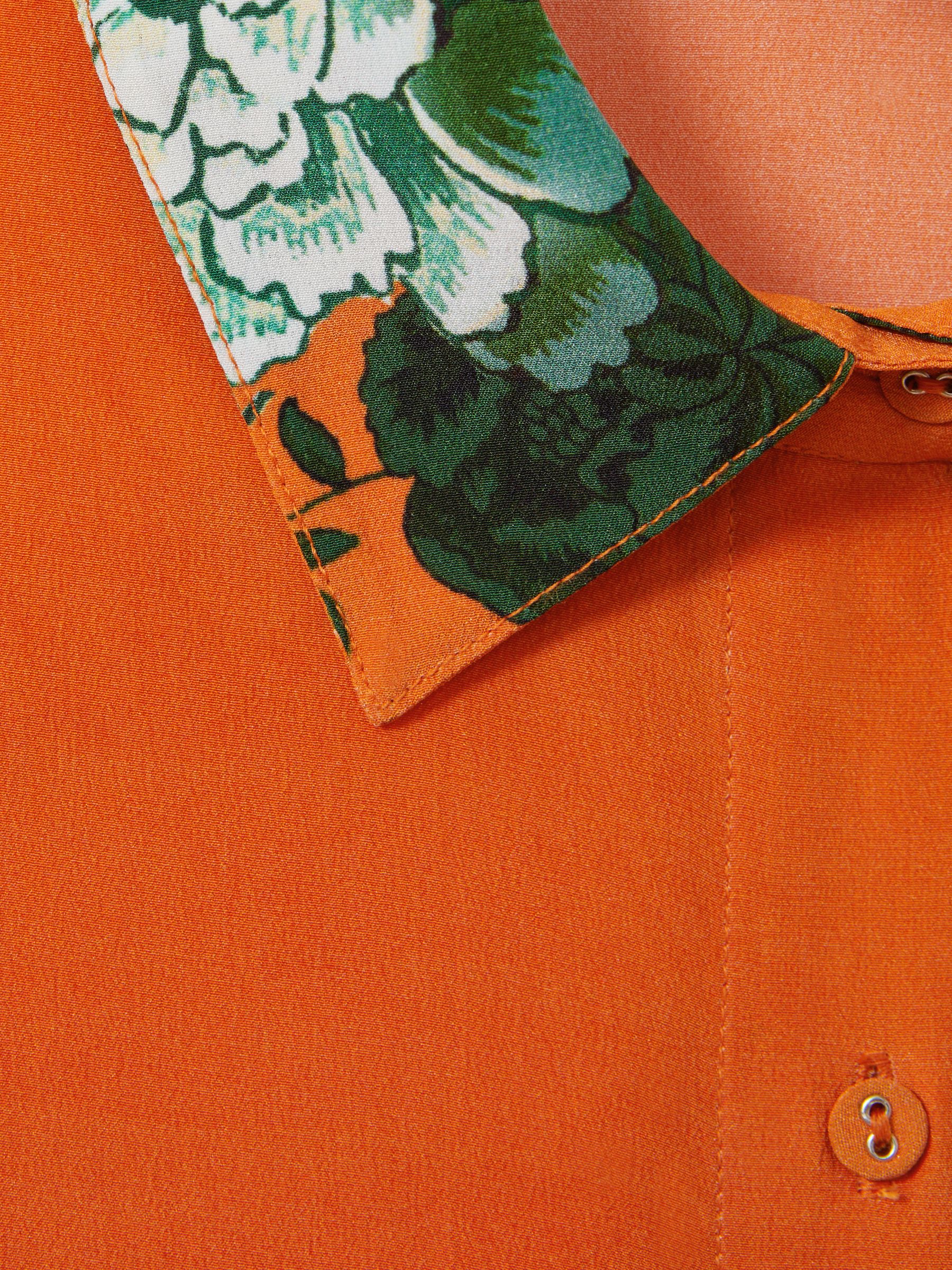 Raishma Silk Printed Button-Through Shirt in Orange - Image 5 of 5