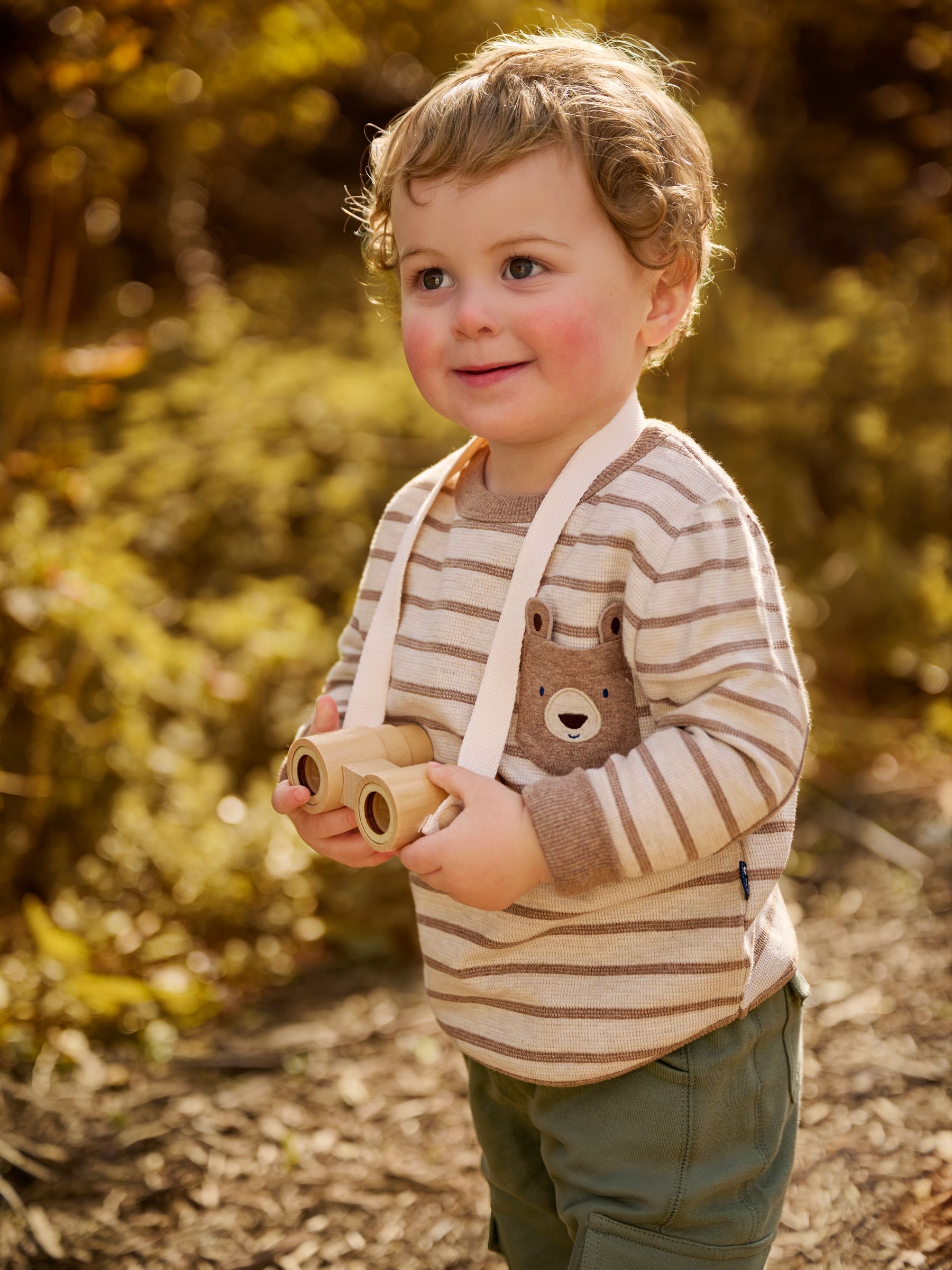 Natural Stripe Bear Appliqué Pocket Top - Image 6 of 6