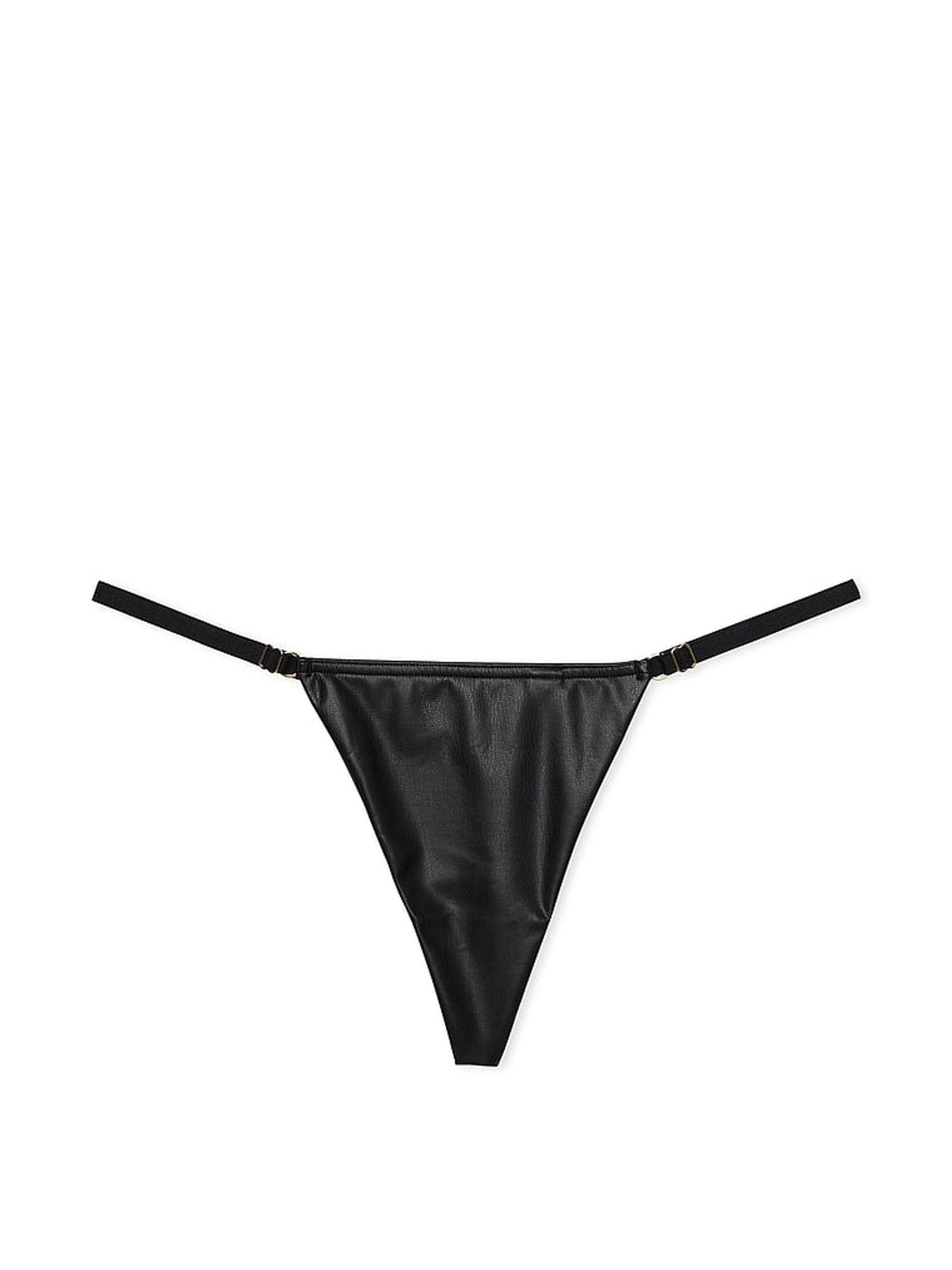 Black G String Faux Leather Knickers - Image 3 of 3