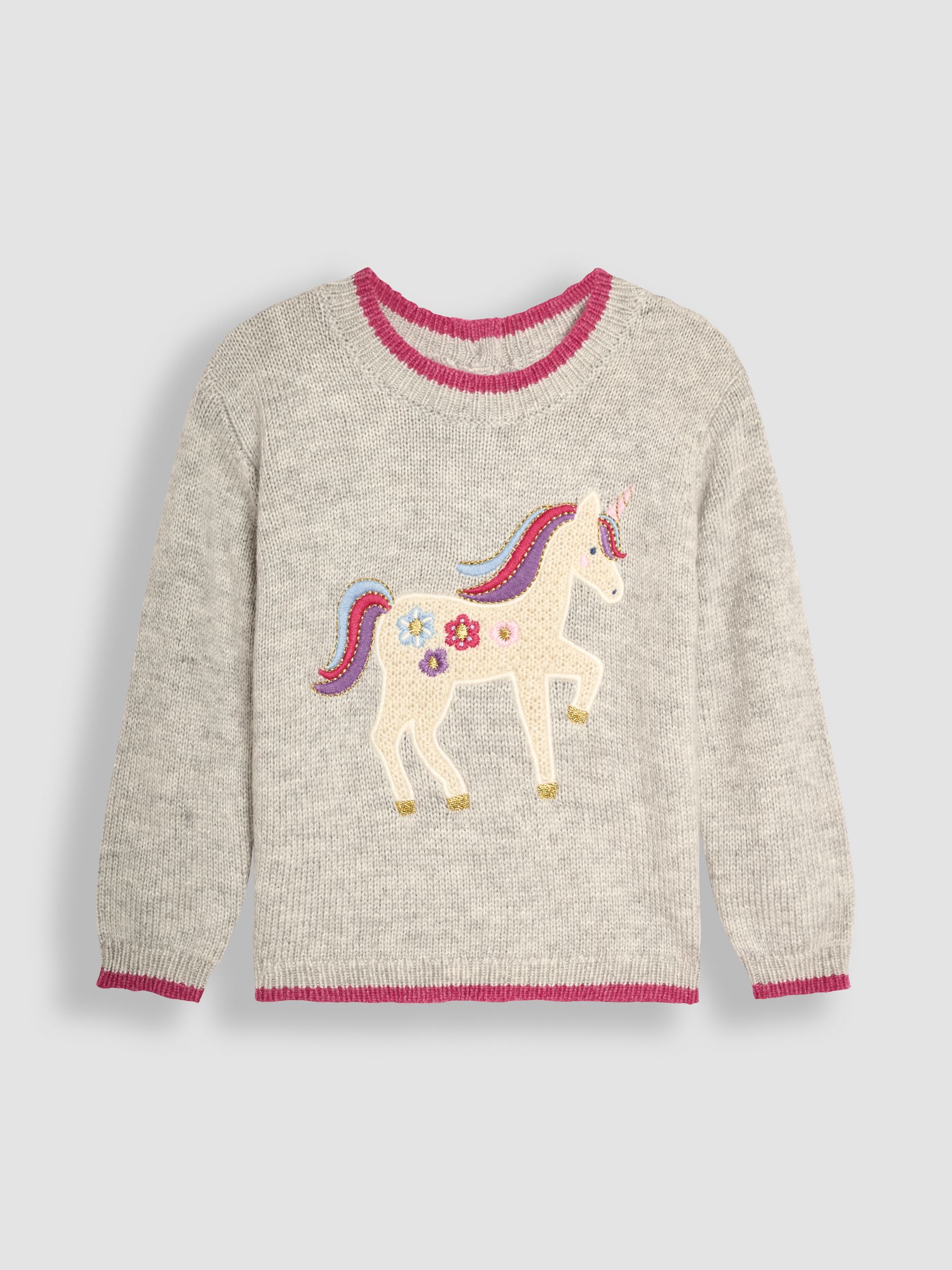 Marl Grey Unicorn Appliqué Jumper - Image 1 of 3