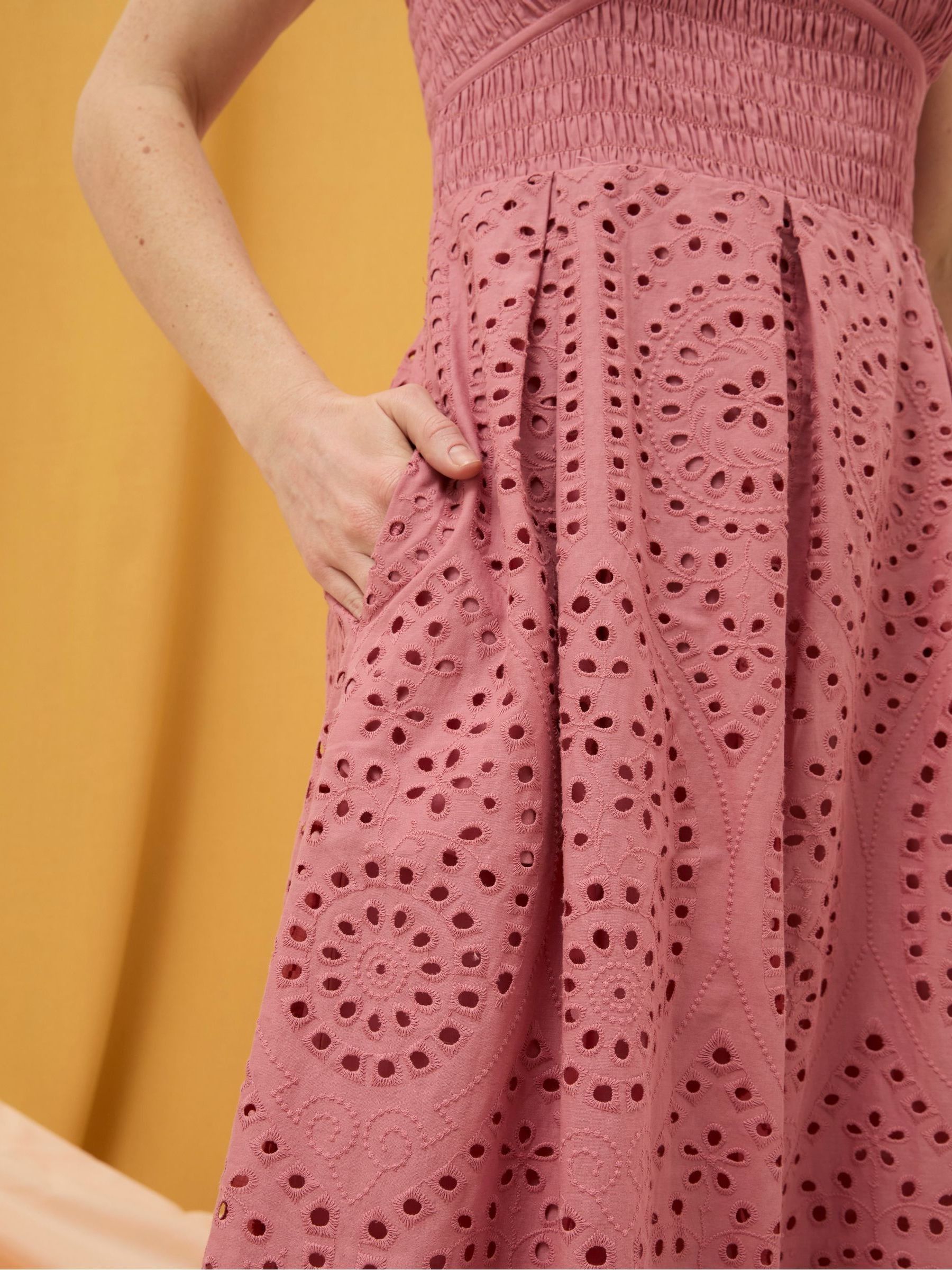 Kadiri Pink Shirred Midi Dress - Image 5 of 6