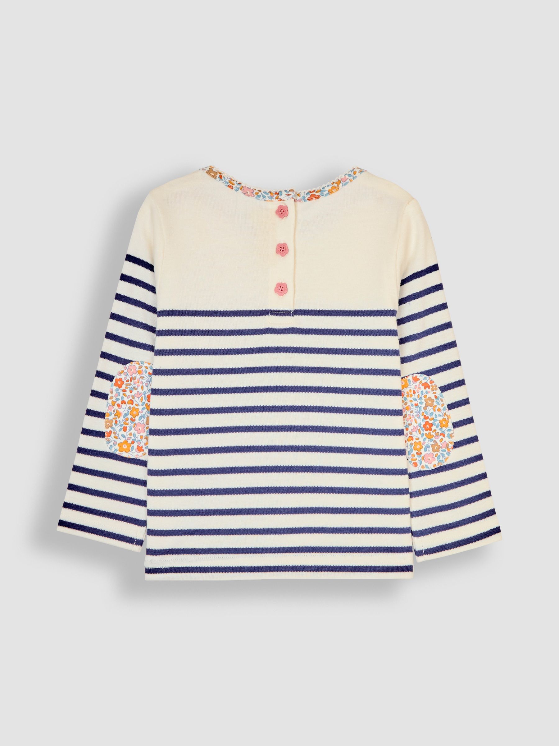 Navy Blue Guinea Pig Cotton Long Sleeve Pocket Breton Top - Image 2 of 3
