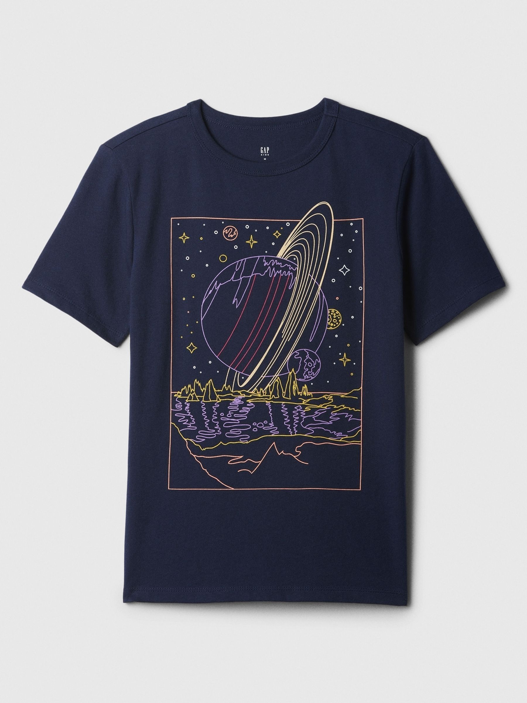 Blue Space Graphic Short Sleeve Crew Neck T-Shirt - Image 1 of 2
