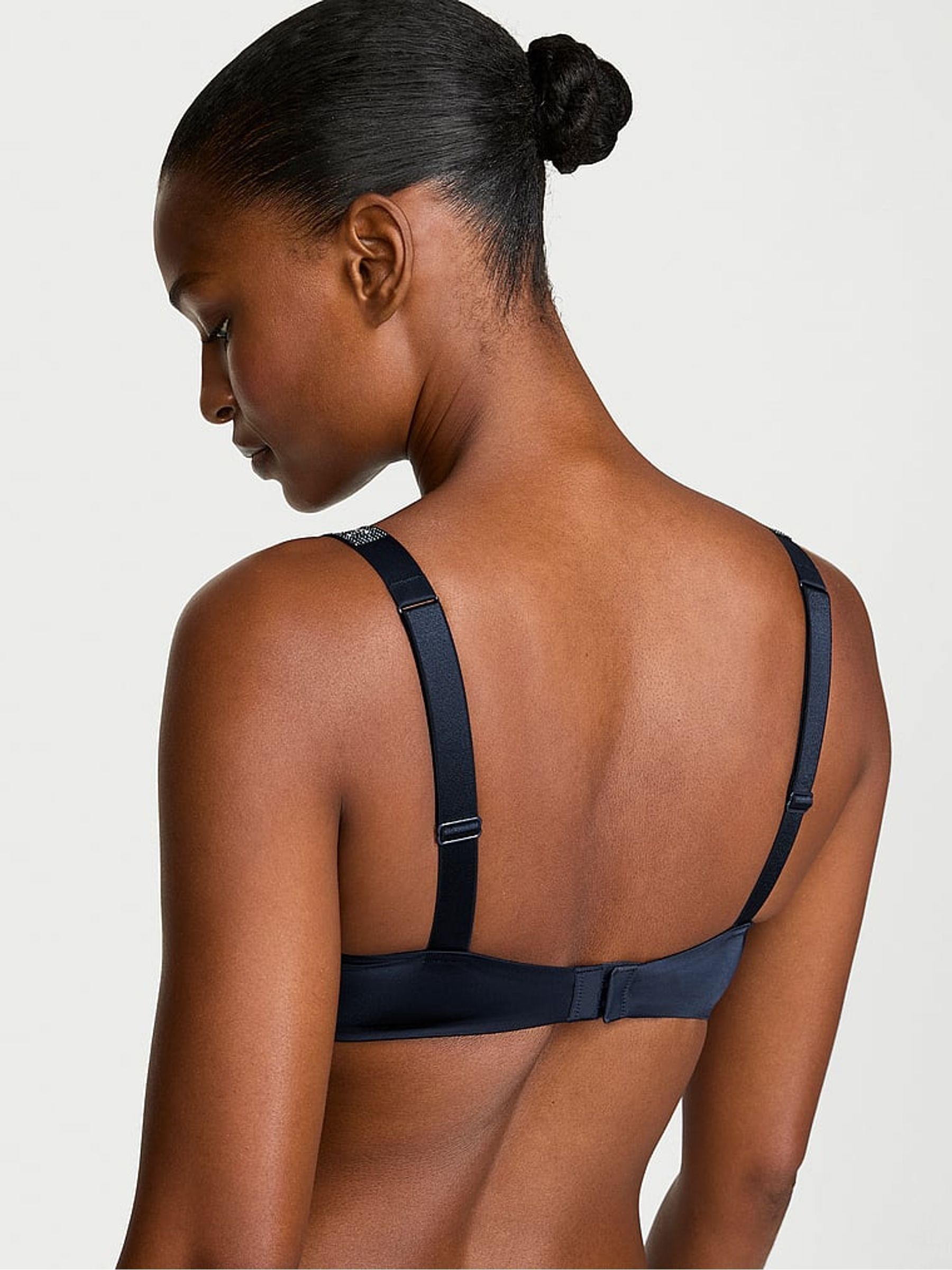 Noir Navy Blue Add 2 Cups Push Up Bombshell Shine Strap Bra - Image 2 of 3