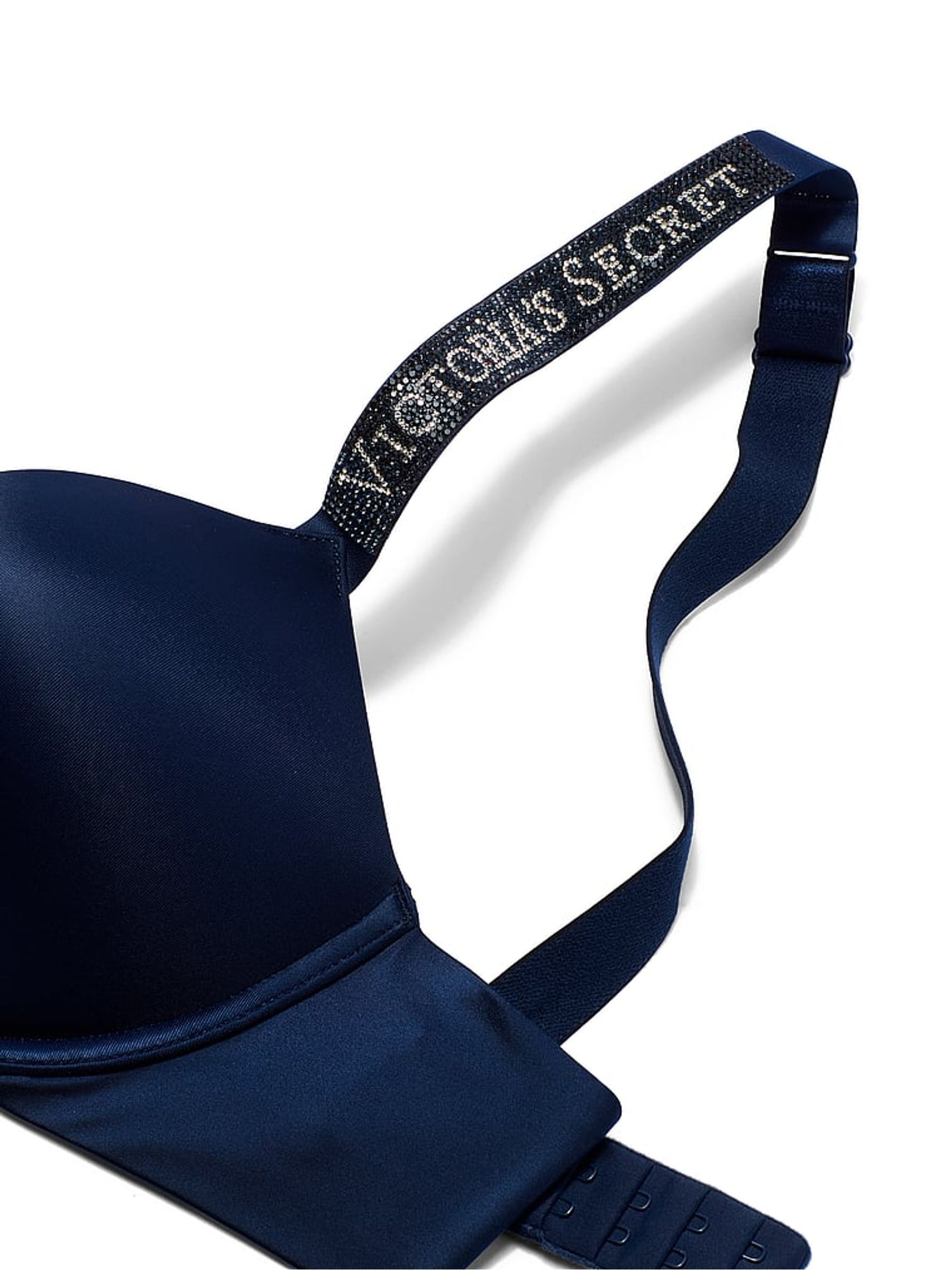 Noir Navy Blue Add 2 Cups Push Up Bombshell Shine Strap Bra - Image 3 of 3 Noir Navy Blue Add 2 Cups Push Up Bombshell Shine Strap Bra - Image 3 of 3