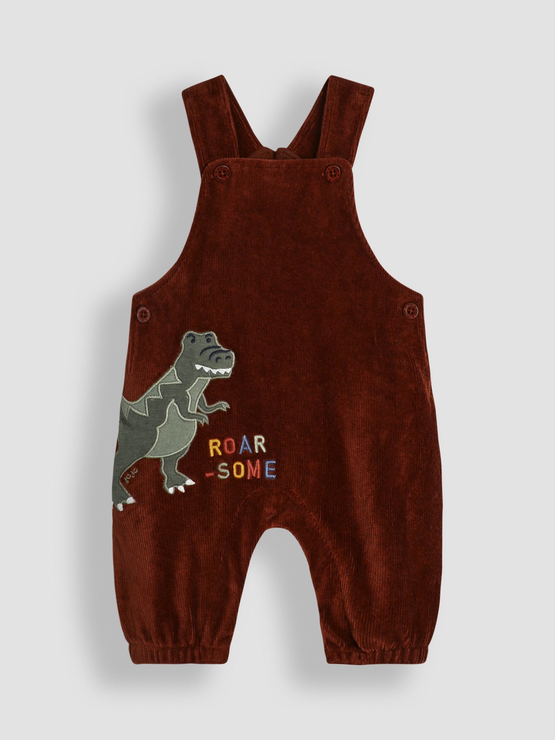 Brown T-Rex Applique Velour Dungarees & Top Set - Image 2 of 6