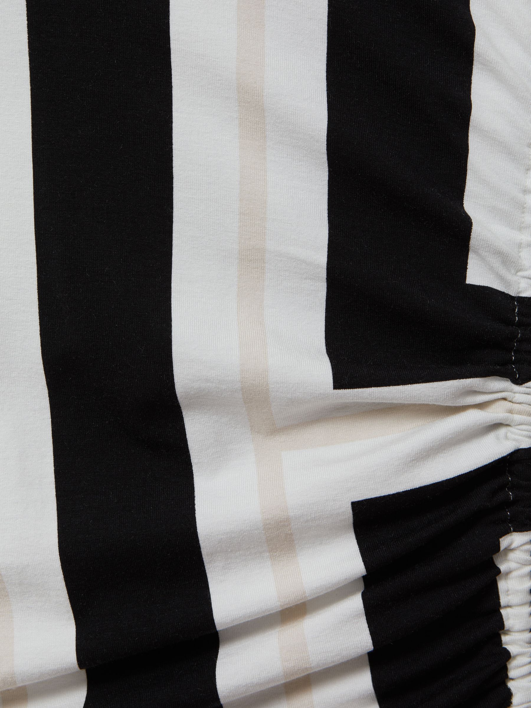 Colourblock Ruched Bodycon Midi Dress in Black/White - Image 5 of 5