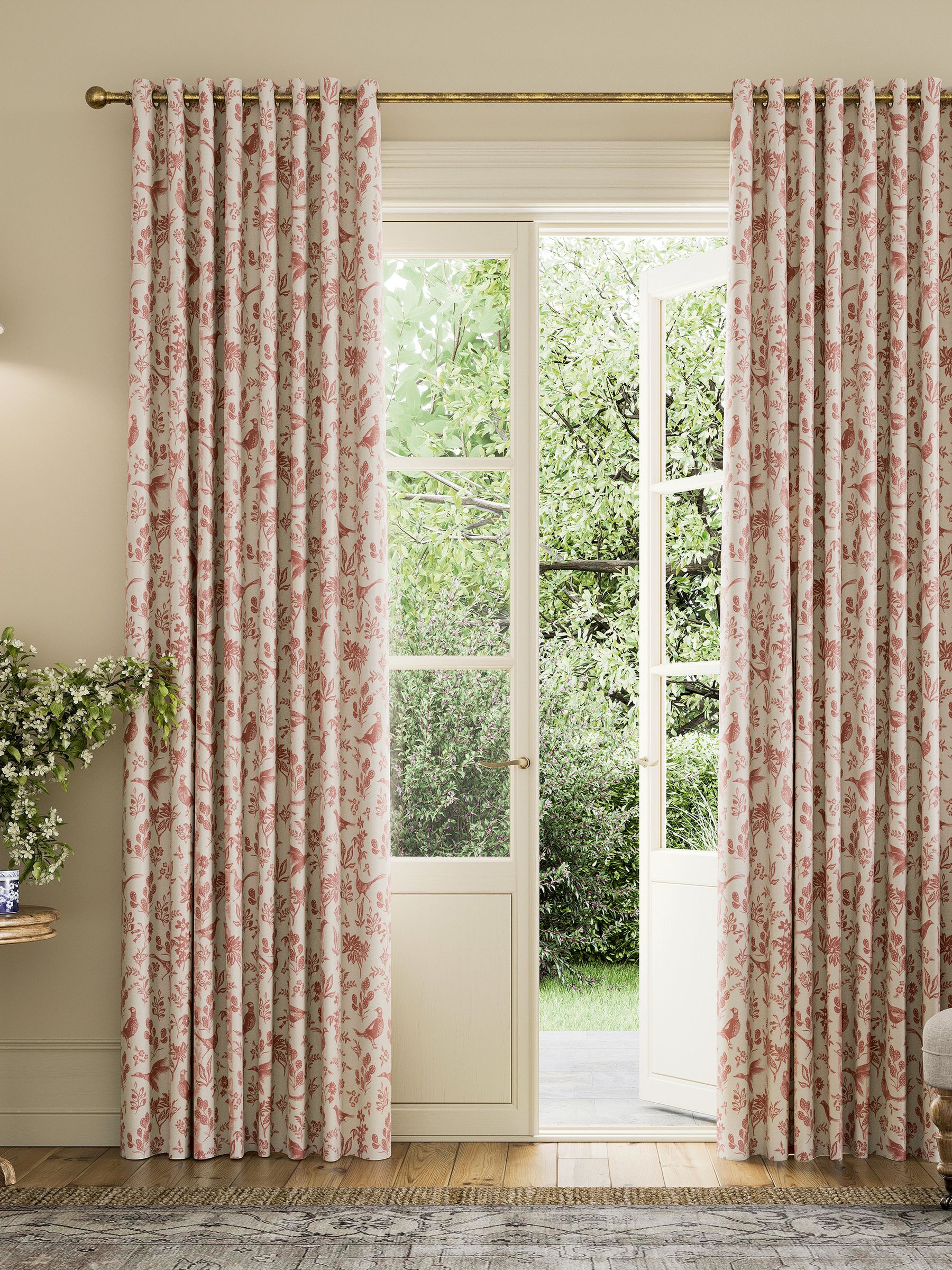Festival Pheasants Set of 2 Natural Blackout Eyelet Curtains - Image 1 of 1