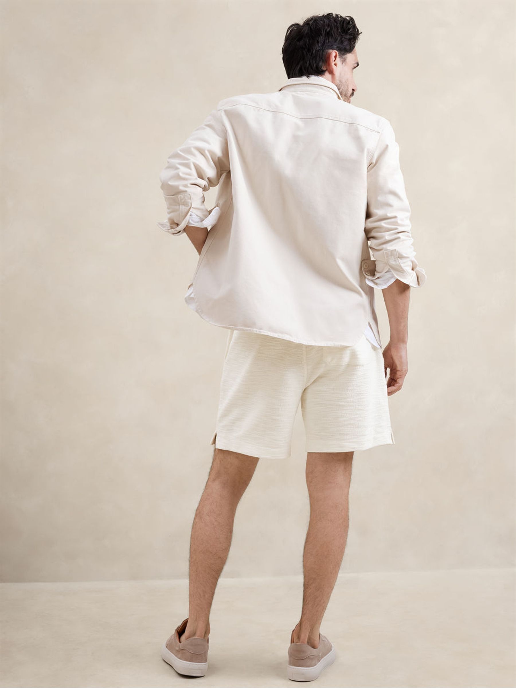 Banana Republic Beige Cream Slub Boucle Pull On Shorts - Image 2 of 4