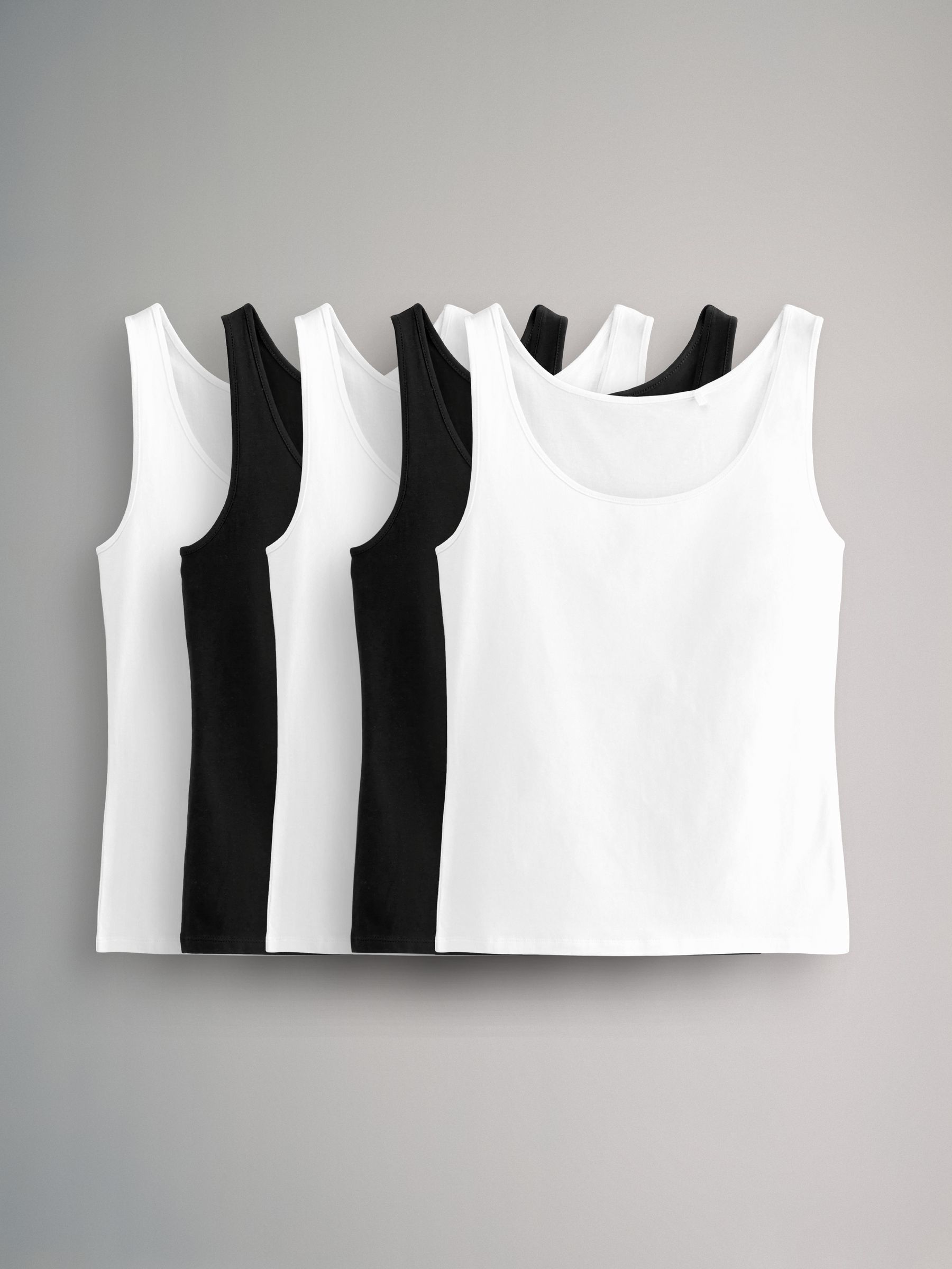 White/Black - 5 Pack Scoop Neck Vests - Image 1 of 3