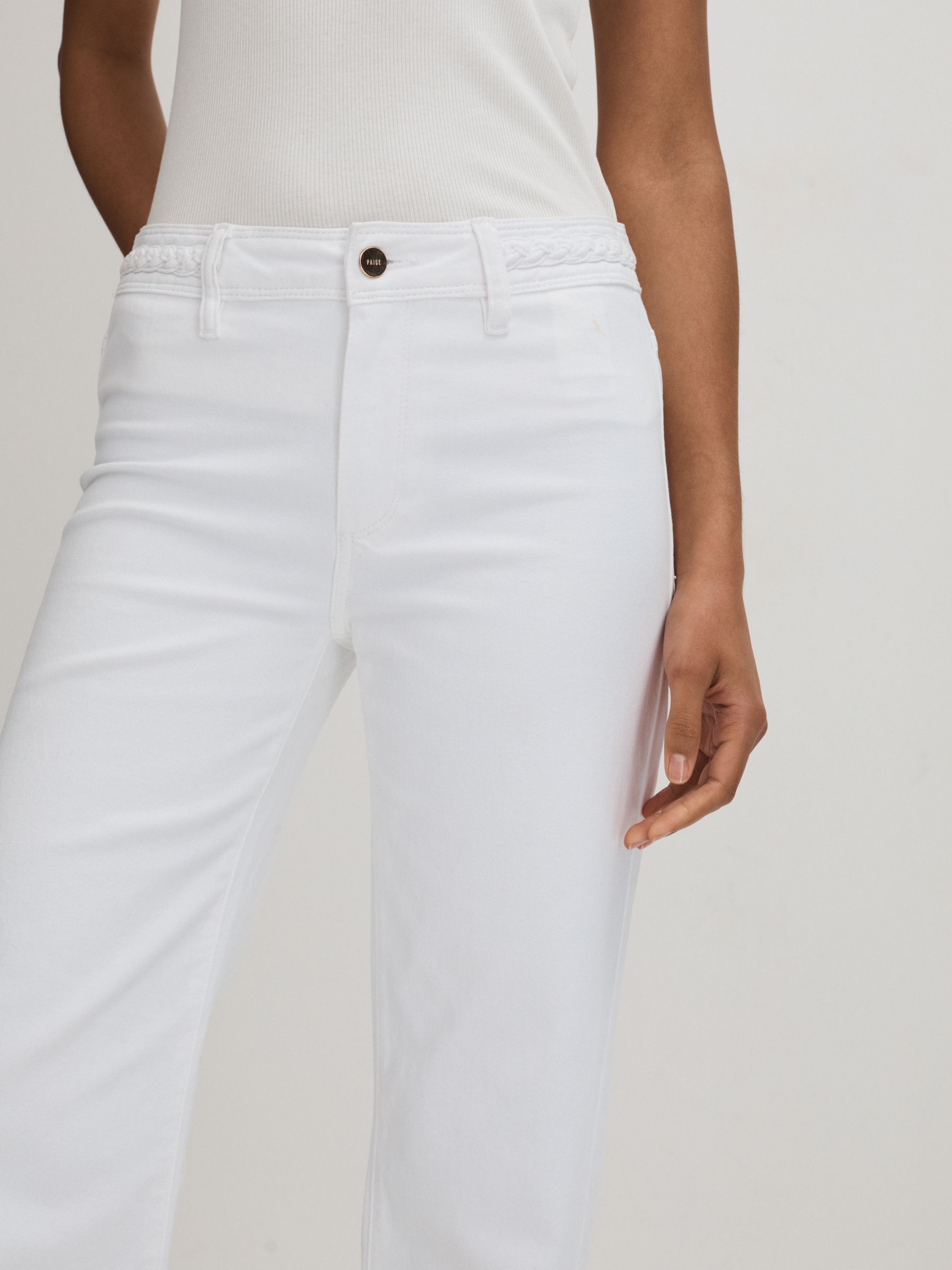 Paige Braided Waist Wide Leg Jeans in Crisp White - Image 3 of 5
