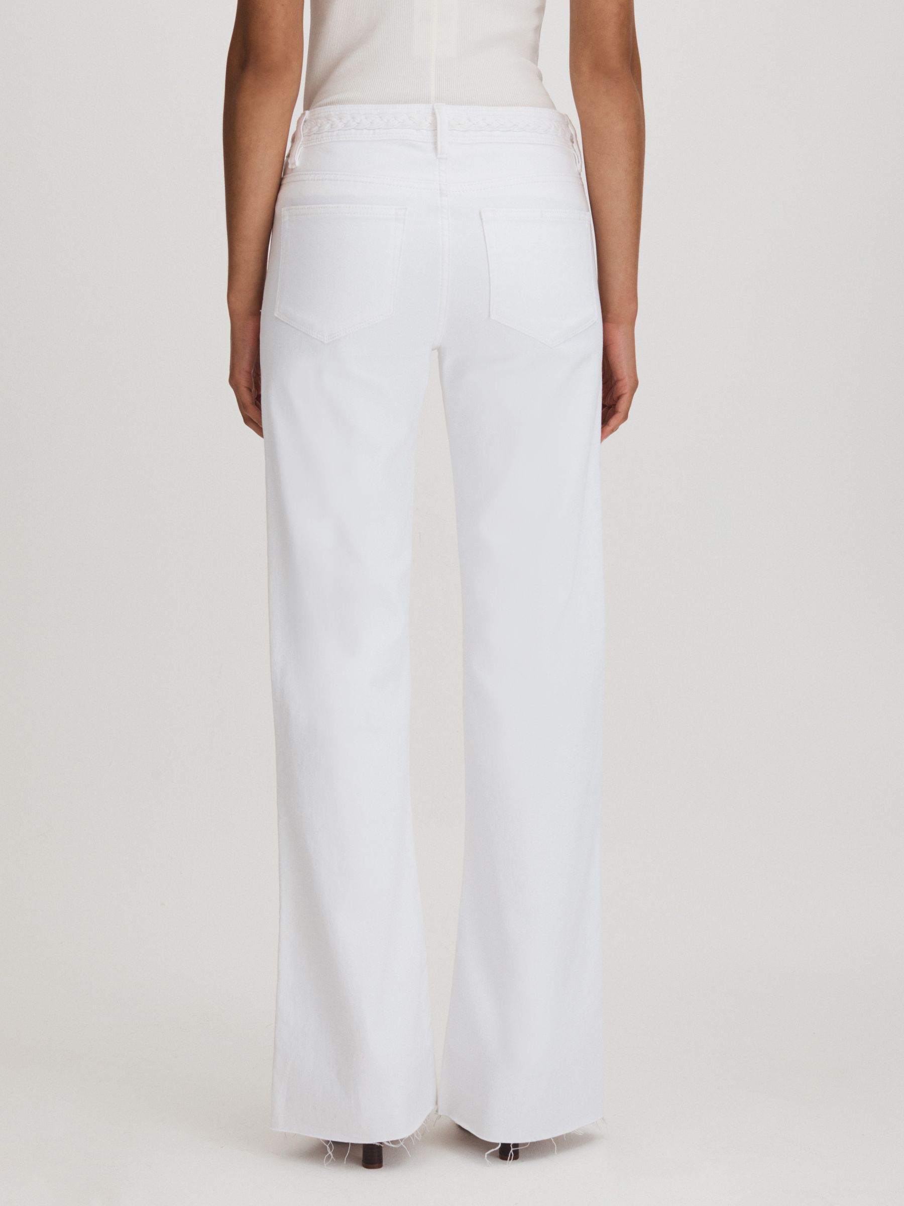 Paige Braided Waist Wide Leg Jeans in Crisp White - Image 4 of 5