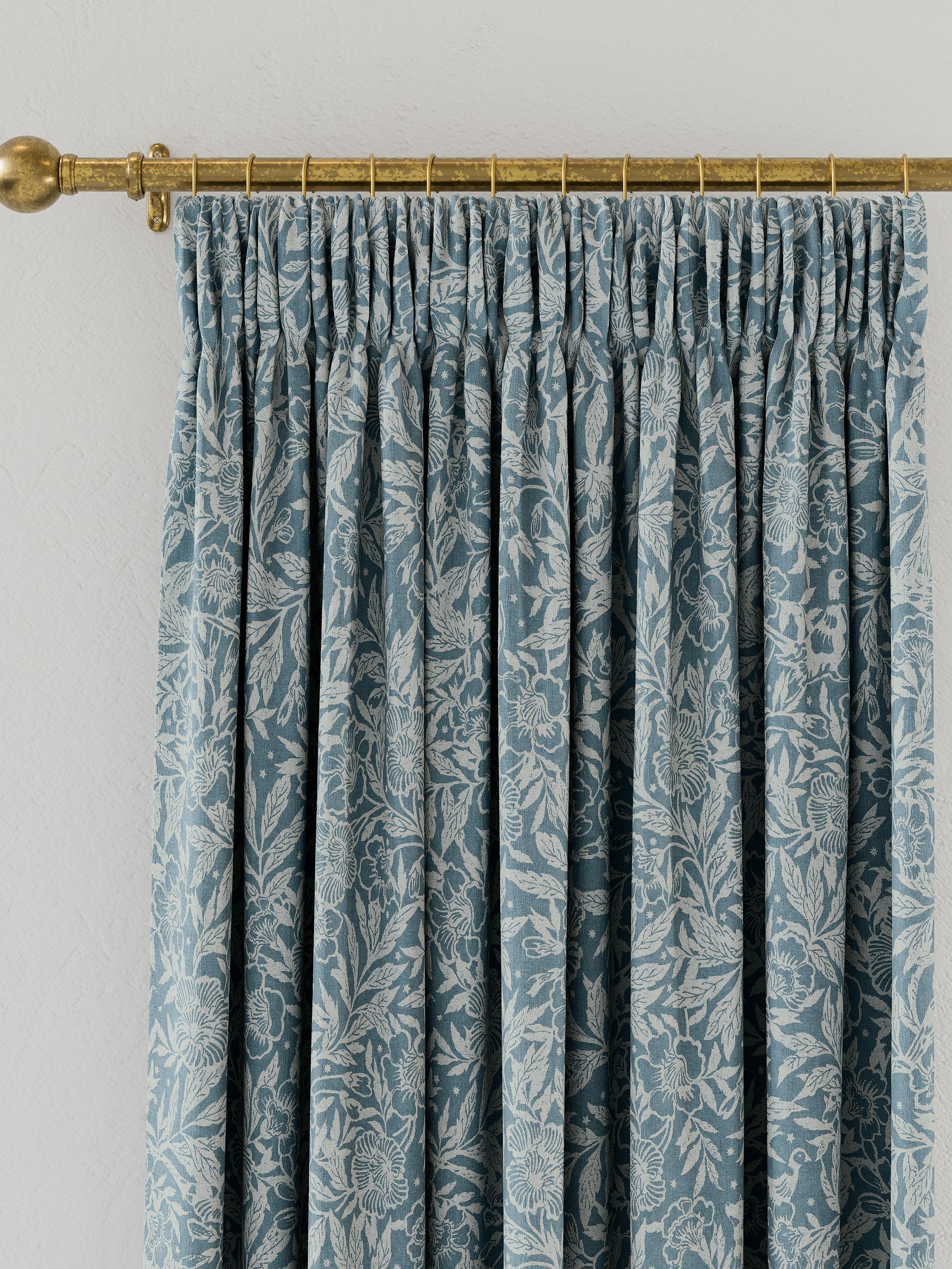 Twilight Ditsy Set of 2 Duck Egg Pencil Pleat Curtains - Image 3 of 4