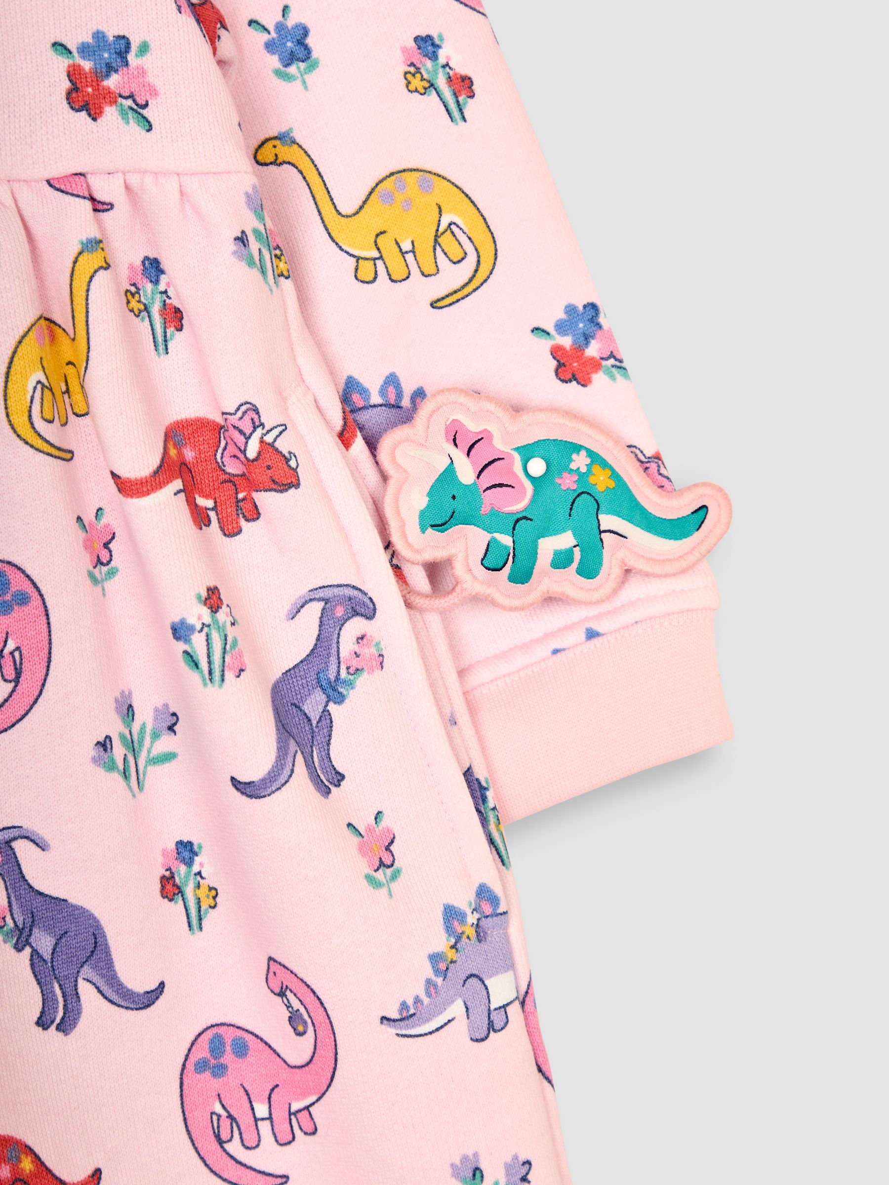 Pink Dino Floral Button Sweat Dress - Image 3 of 4