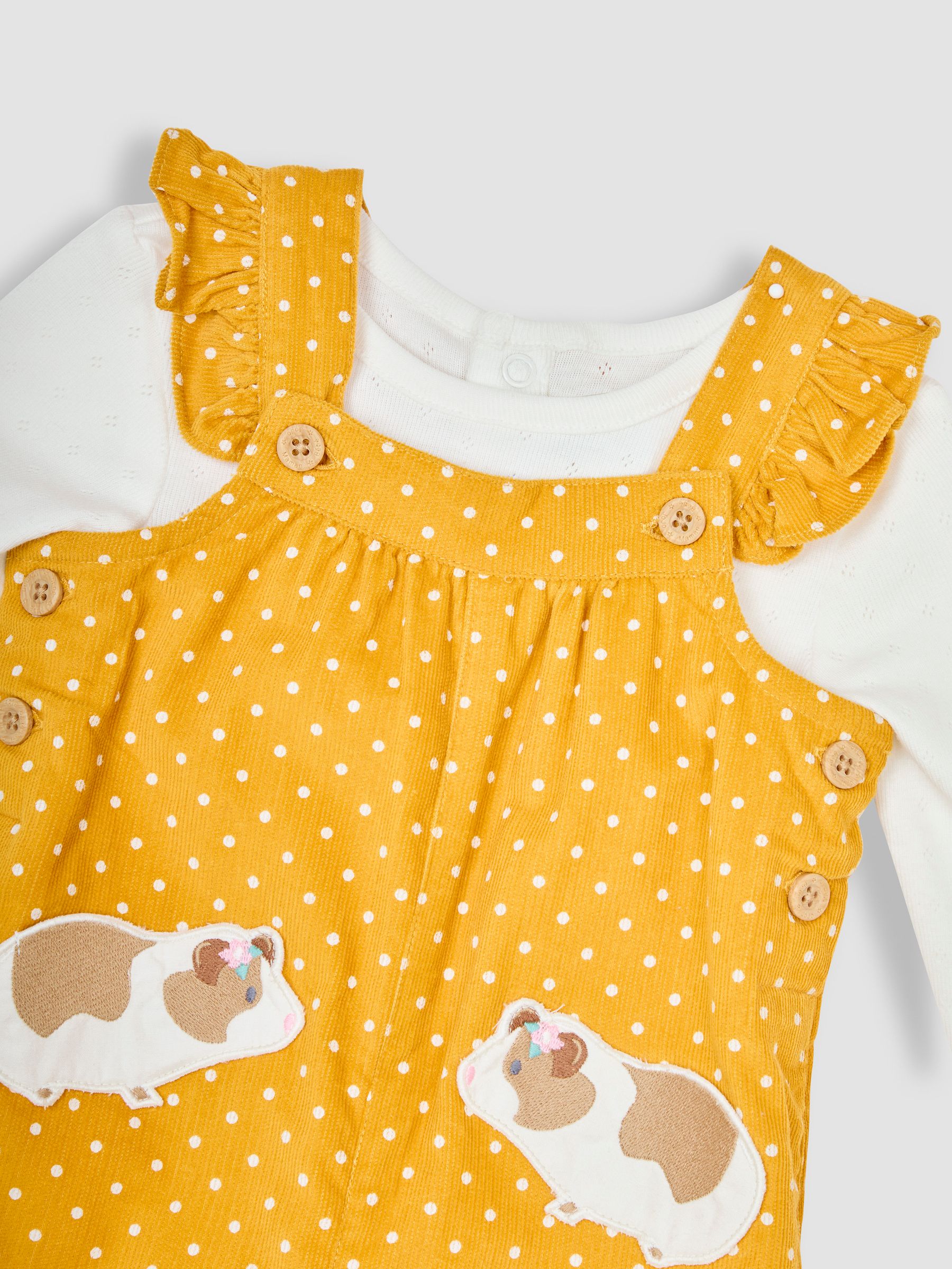 Mustard Yellow Guinea Pig Appliqué Cord Dungarees & Top Set - Image 6 of 6