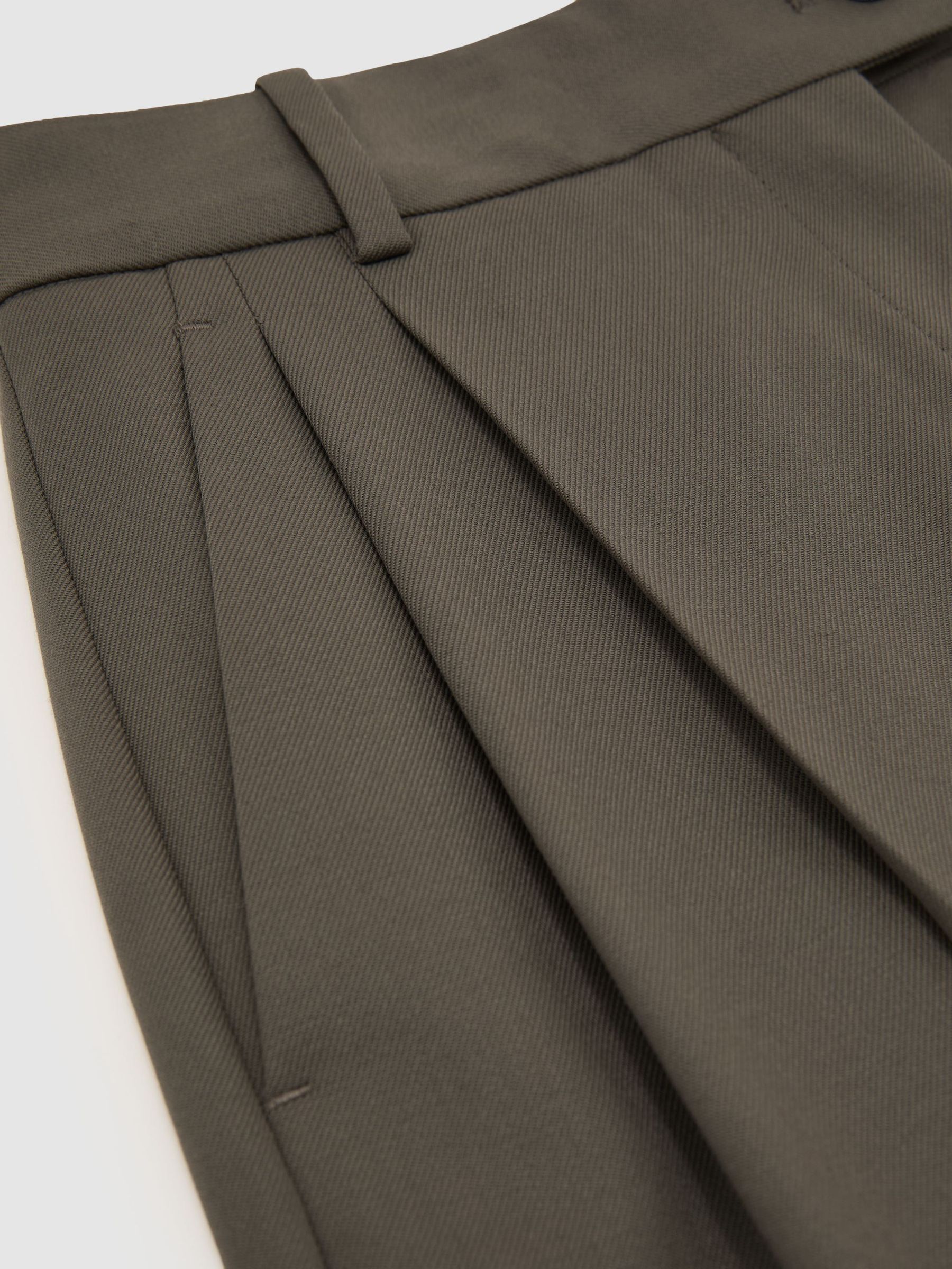 Petite Wool-Blend Wide-Leg Pleated Suit Trousers in Sage Green - Image 7 of 8