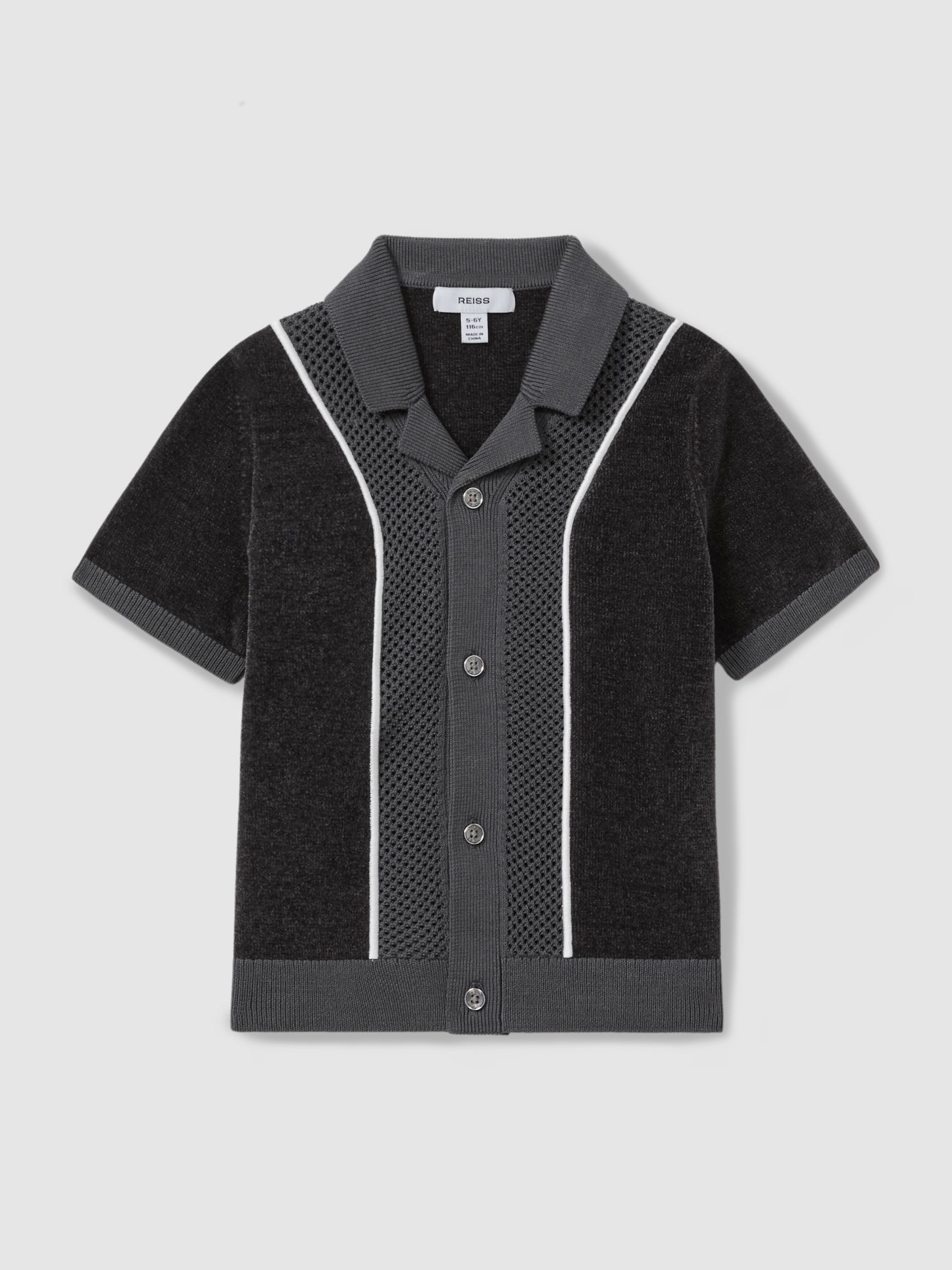 9-13 yrs Hybrid Velour Cuban Collar Shirt in Steel Blue - Image 2 of 4