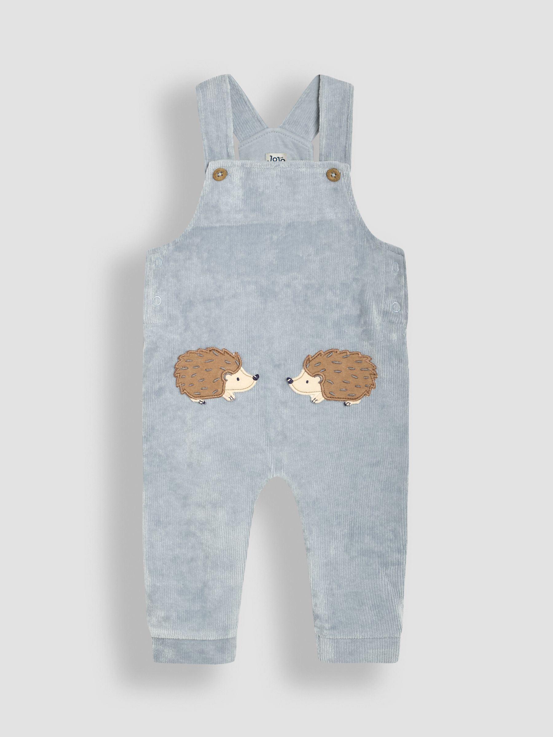 Light Blue Hedgehog 2-Piece Velour Appliqué Dungarees & Top Set - Image 2 of 6