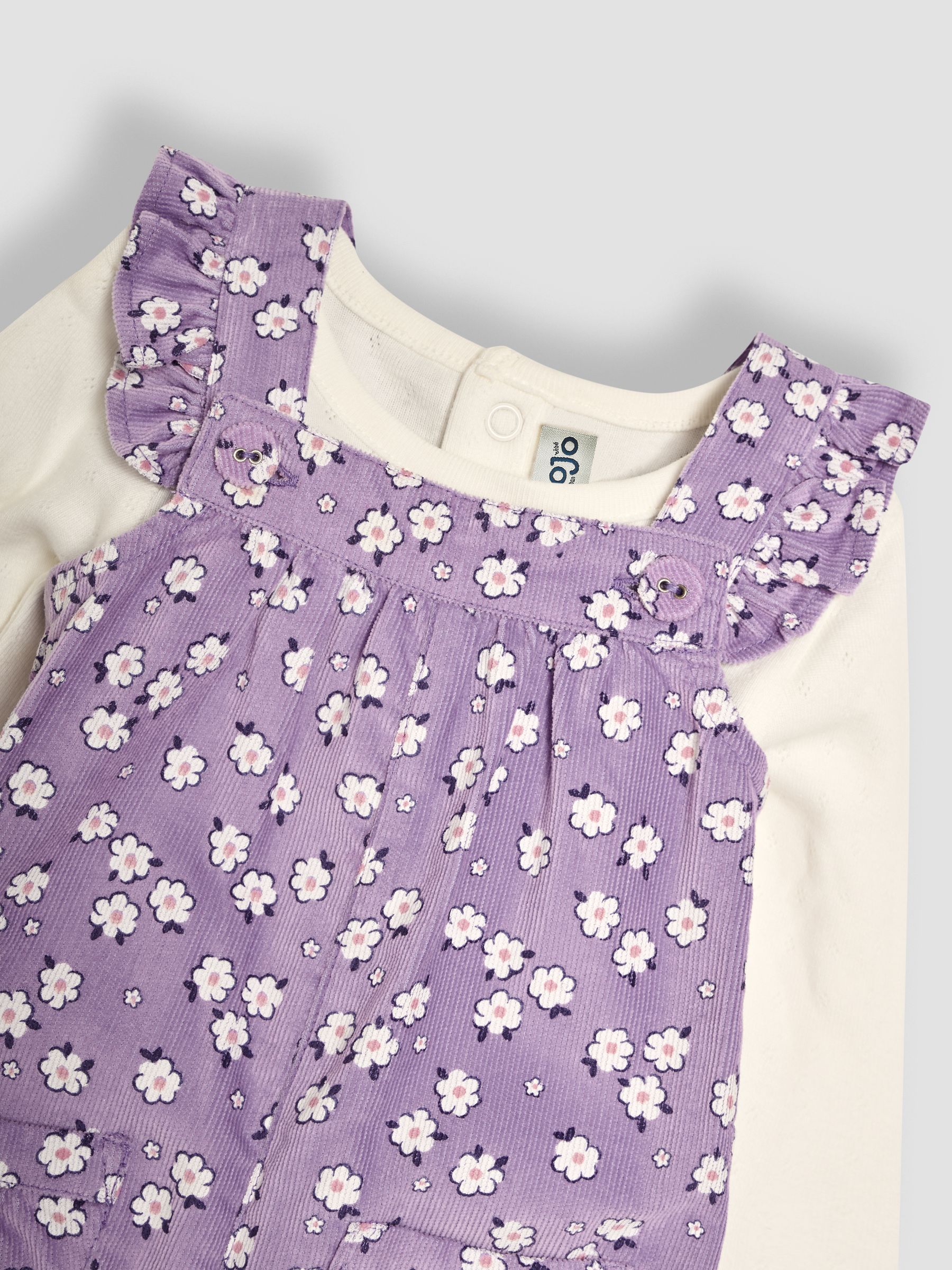 Lilac Daisy Floral Cord Dungarees And Top Set - Image 3 of 6
