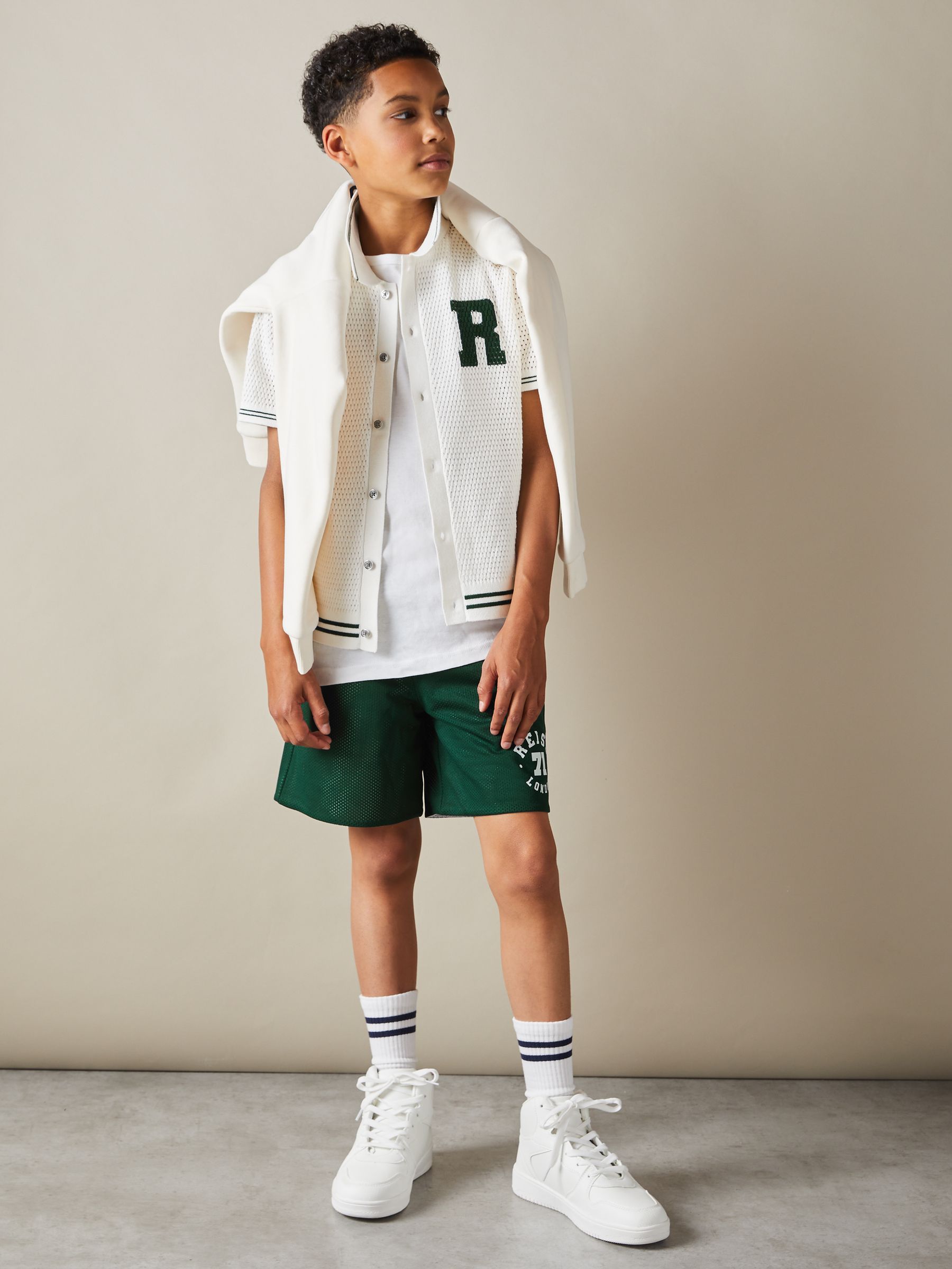 13-14 yrs Airtex Reversible Basketball Shorts in Dark Green/Optic White - Image 2 of 6