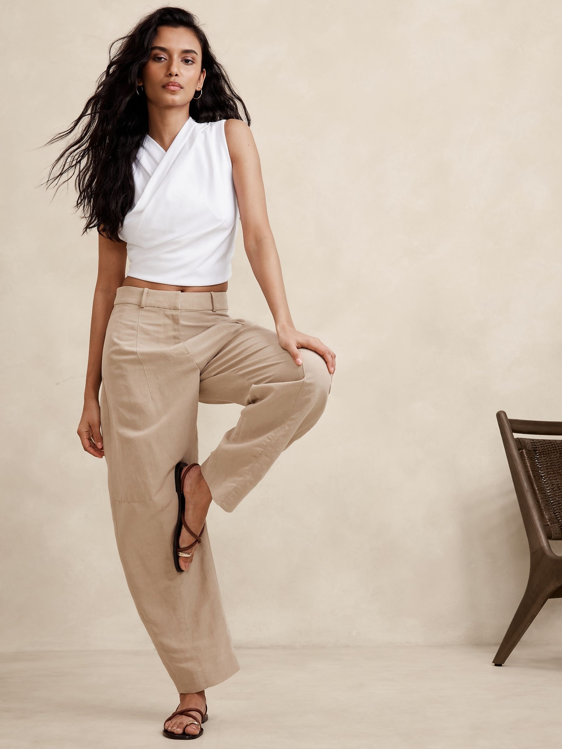 Banana Republic White Heavy Cotton Wrap Crop Top - Image 1 of 1