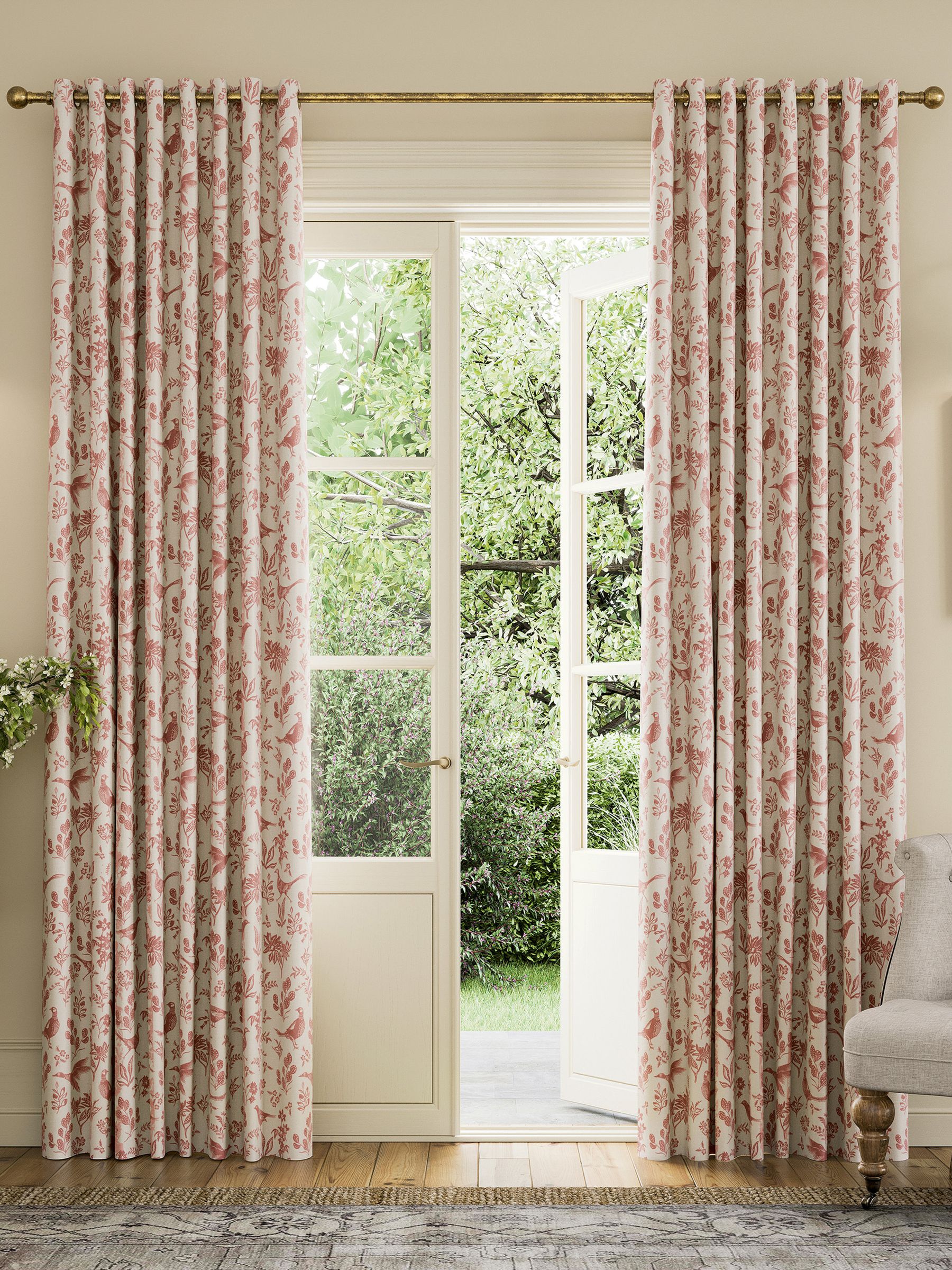 Natural Festival Pheasants Blackout Eyelet Curtains - Image 1 of 2