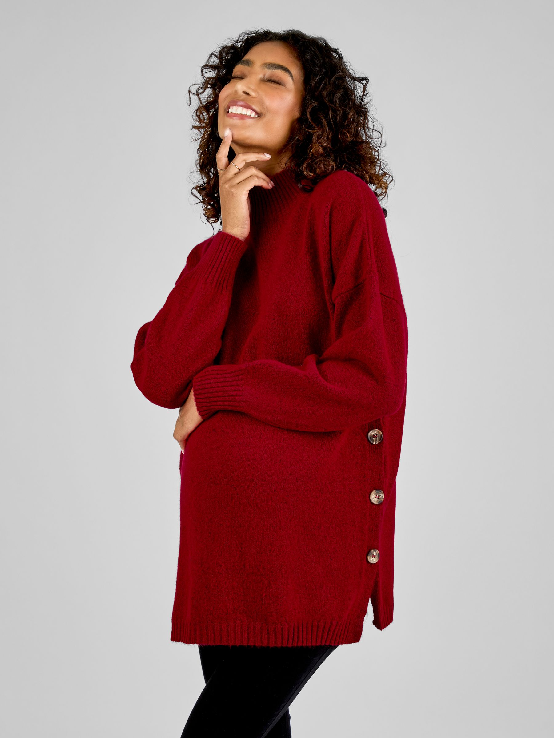Red Turtle Neck Maternity & Nursing Jumper - Image 1 of 4