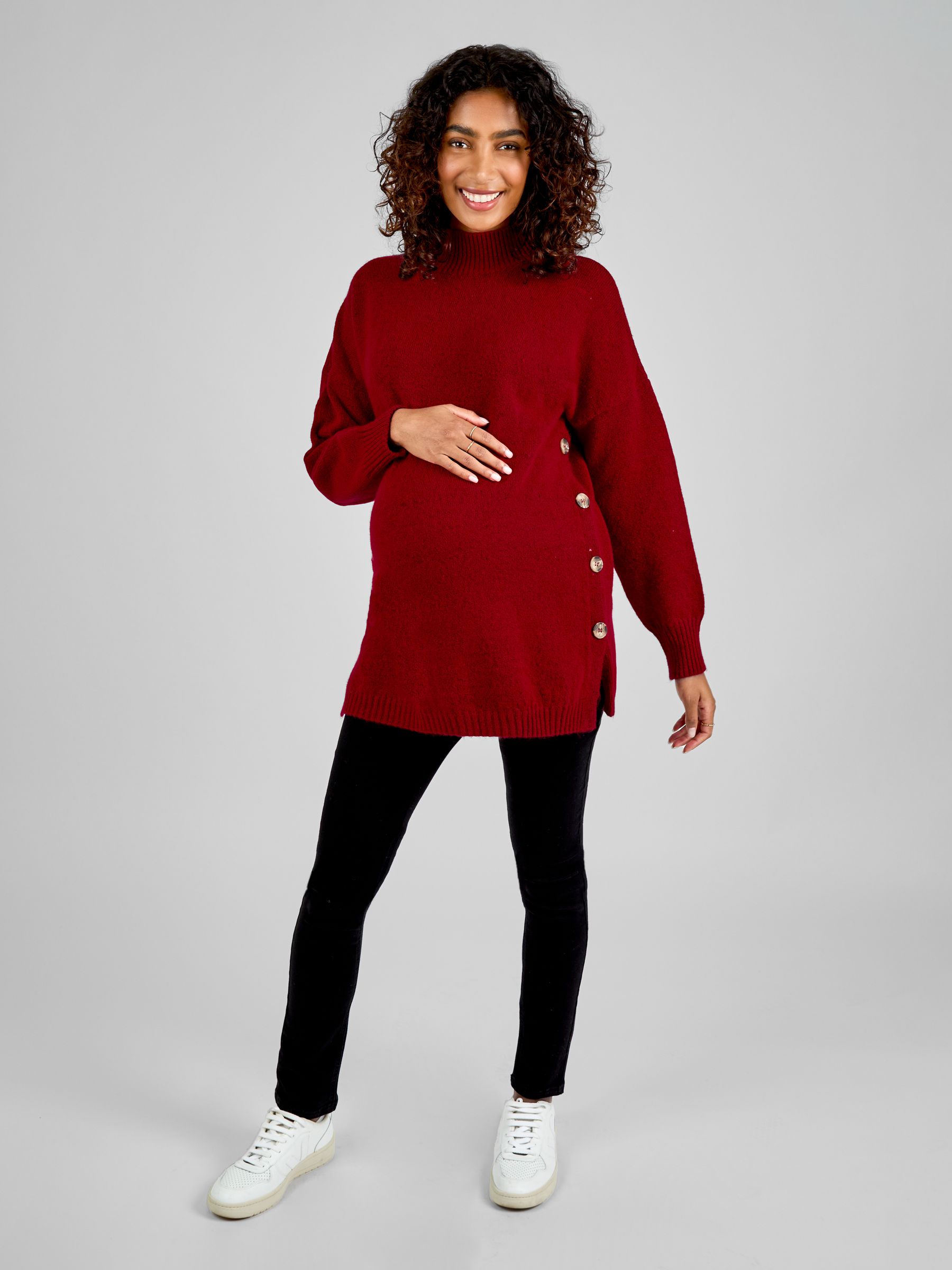 Red Turtle Neck Maternity & Nursing Jumper - Image 3 of 4