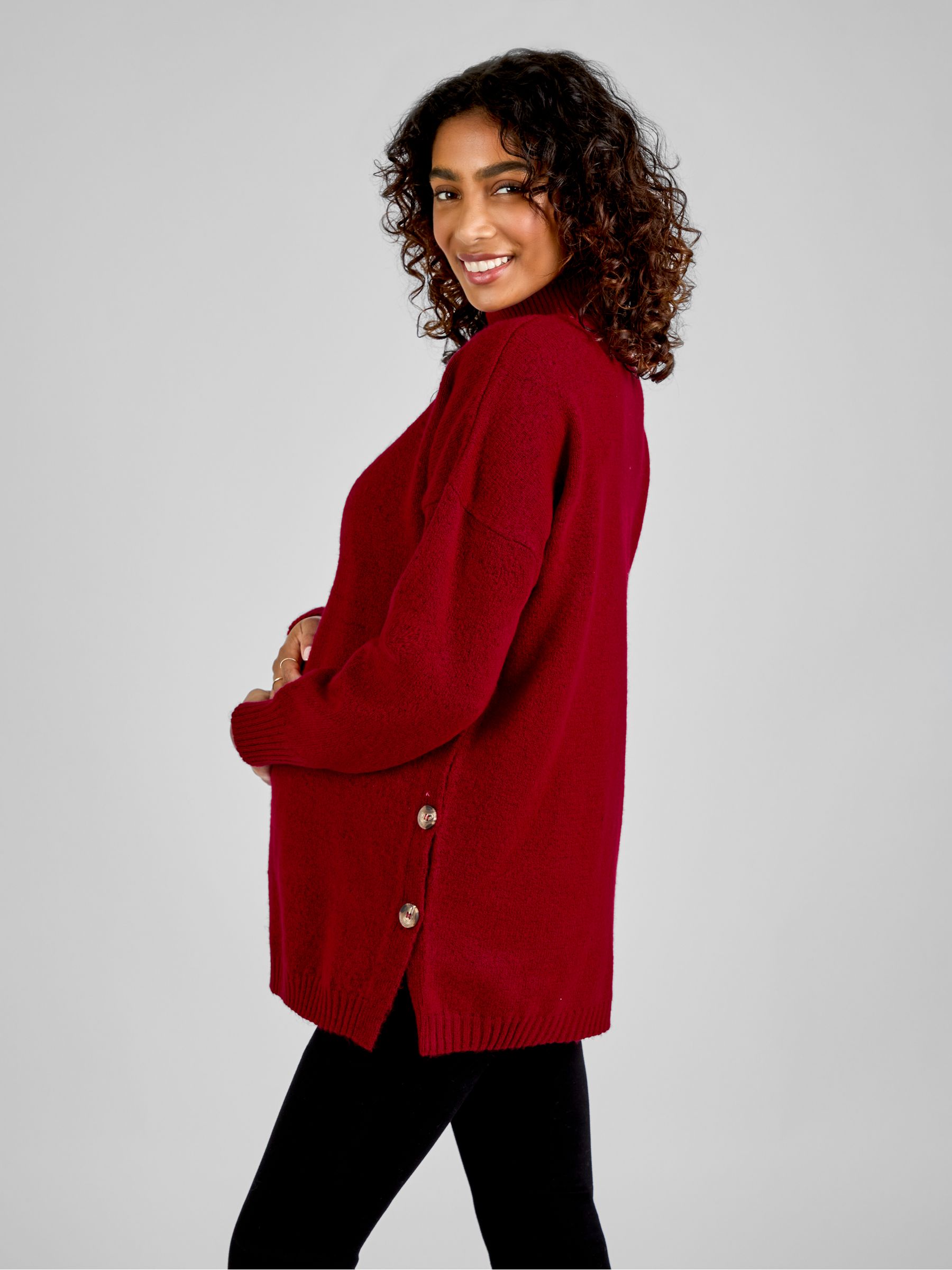 Red Turtle Neck Maternity & Nursing Jumper - Image 2 of 4 Red Turtle Neck Maternity & Nursing Jumper - Image 2 of 4