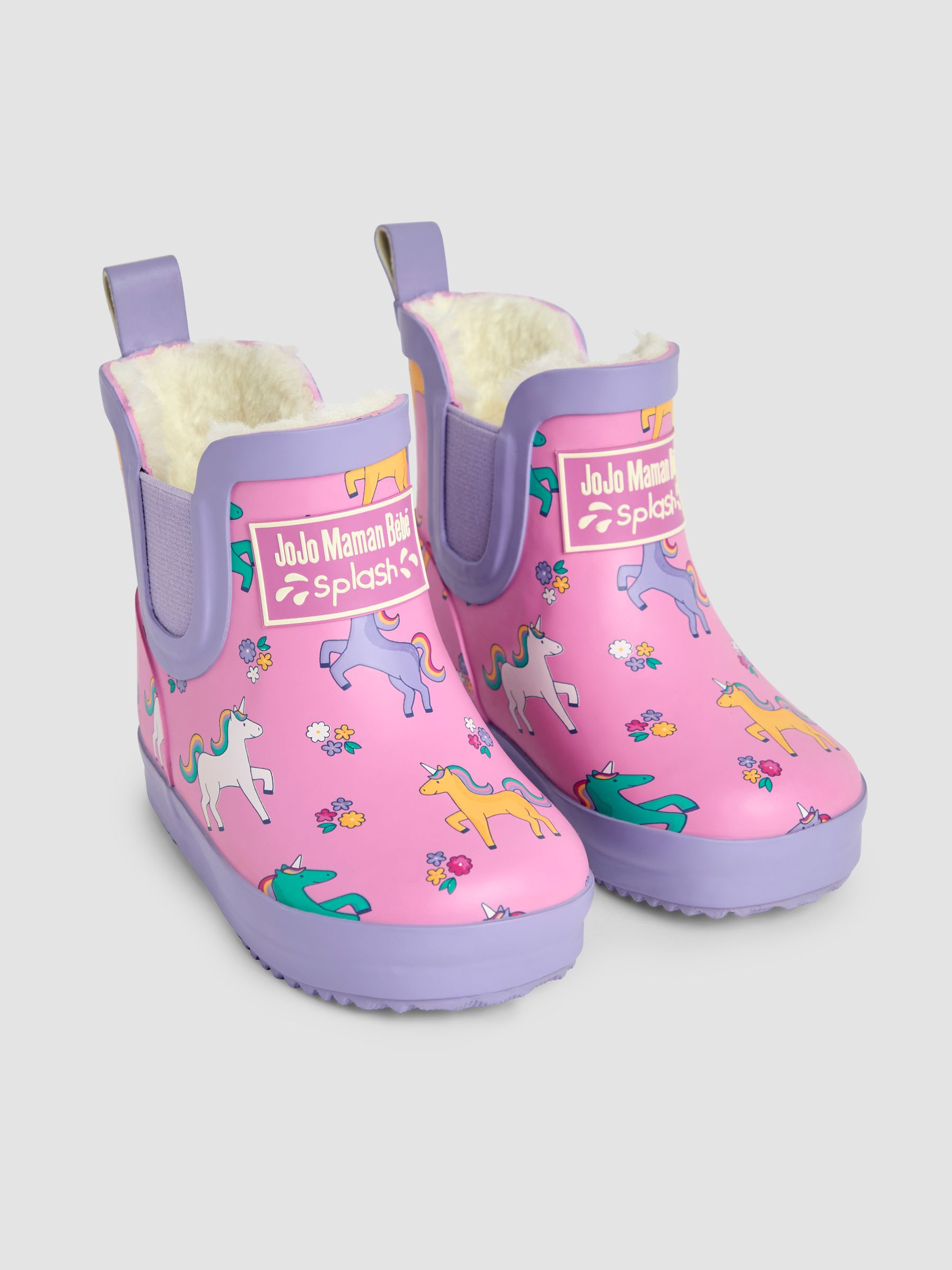 Pink Unicorn Cosy Lined Fox Print Ankle Wellies - Image 1 of 4
