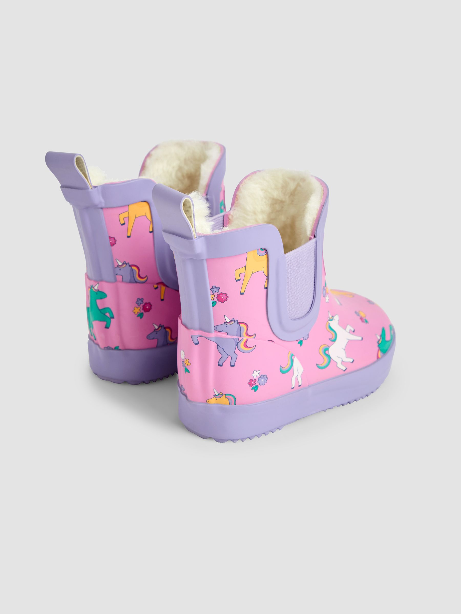 Pink Unicorn Cosy Lined Fox Print Ankle Wellies - Image 2 of 4