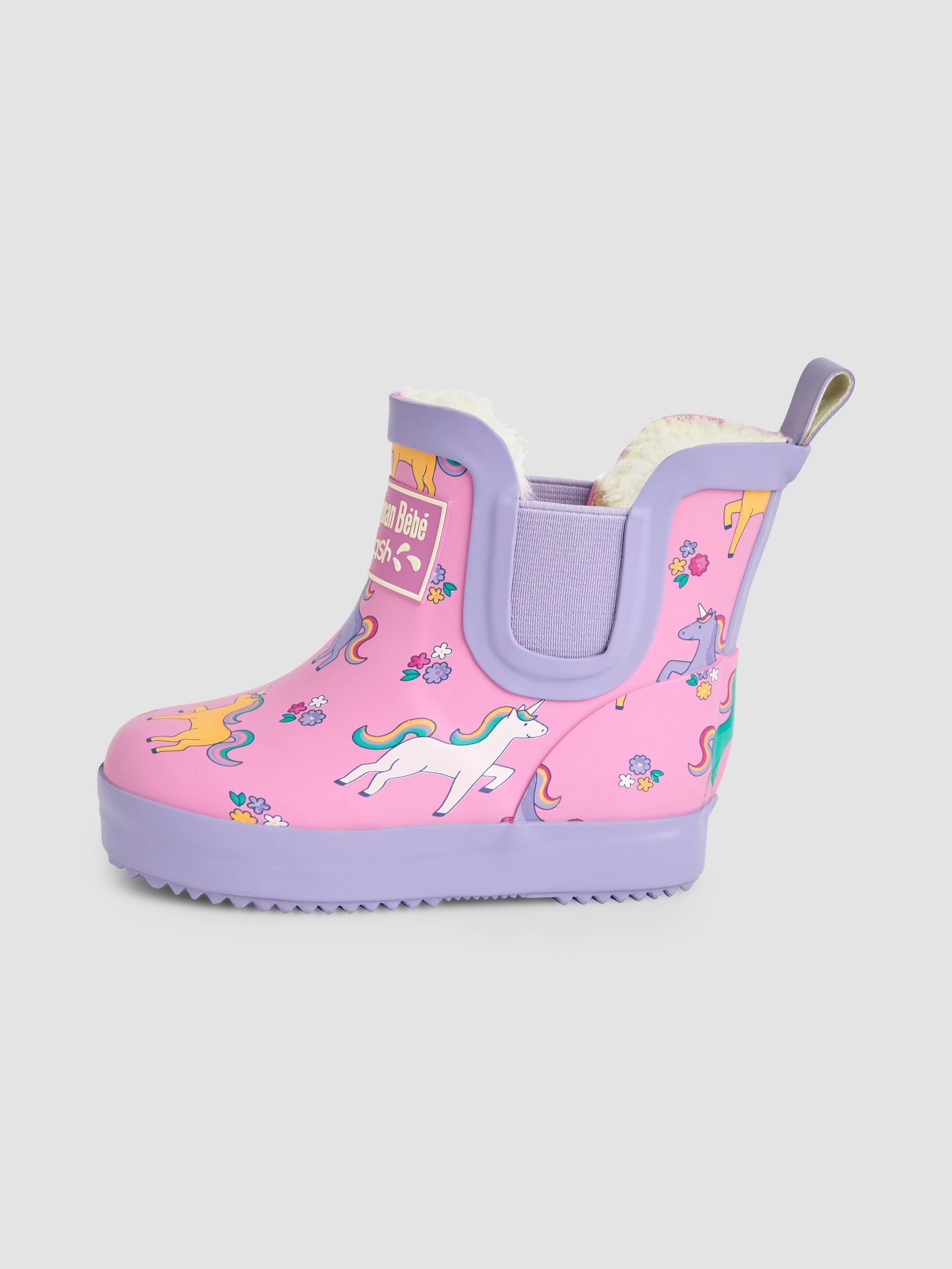 Pink Unicorn Cosy Lined Fox Print Ankle Wellies - Image 3 of 4