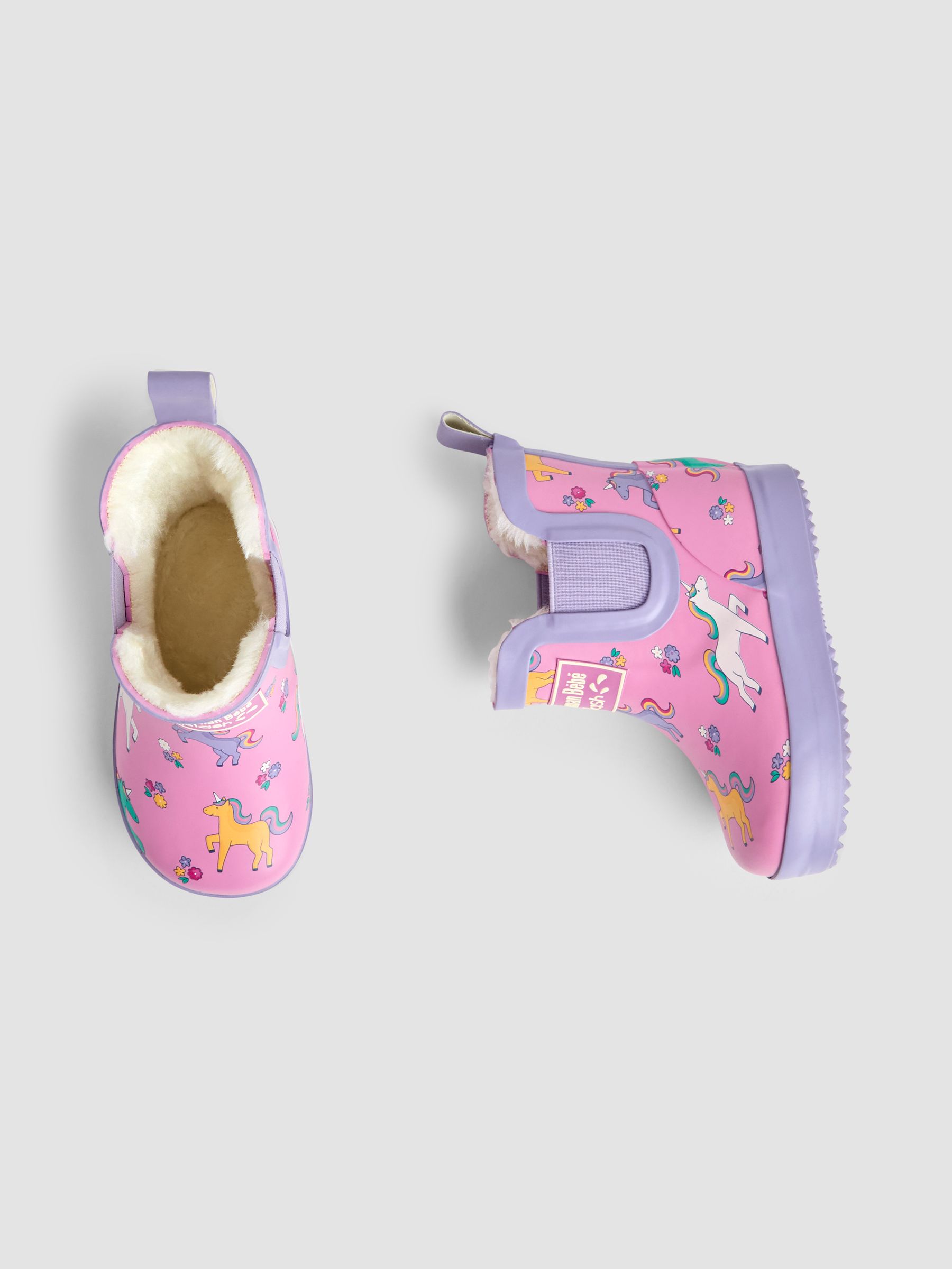 Pink Unicorn Cosy Lined Fox Print Ankle Wellies - Image 4 of 4