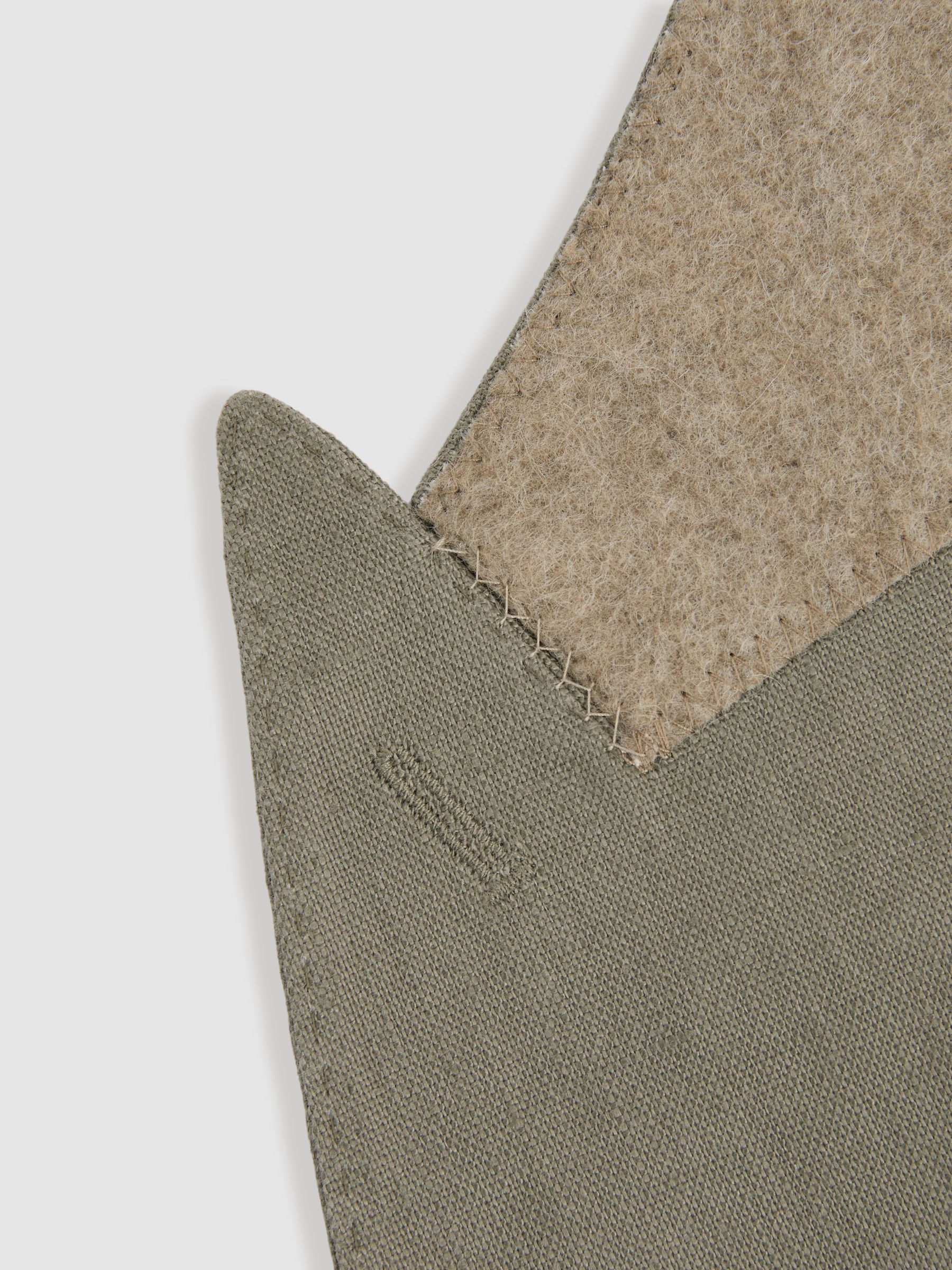 Linen Double Breasted Blazer in Light Sage Green - Image 6 of 7