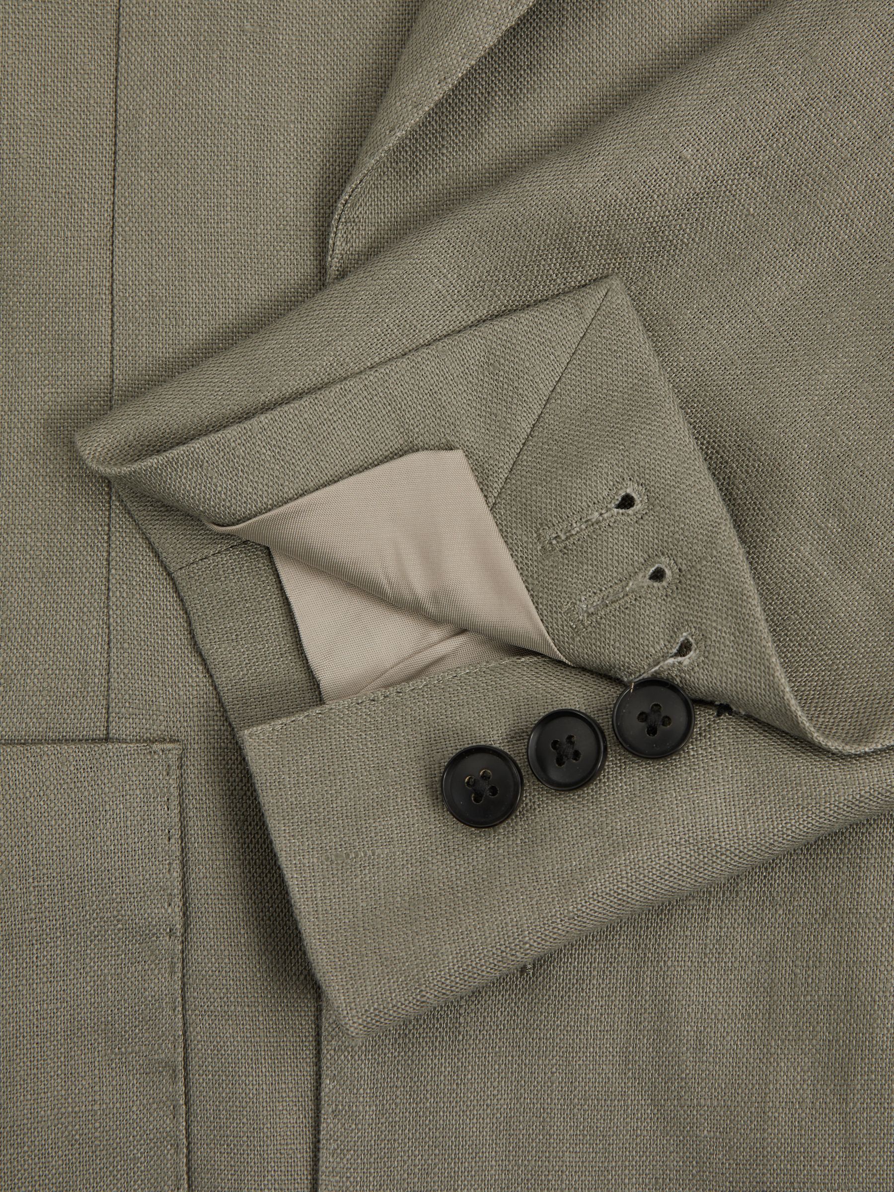 Linen Double Breasted Blazer in Light Sage Green - Image 7 of 7