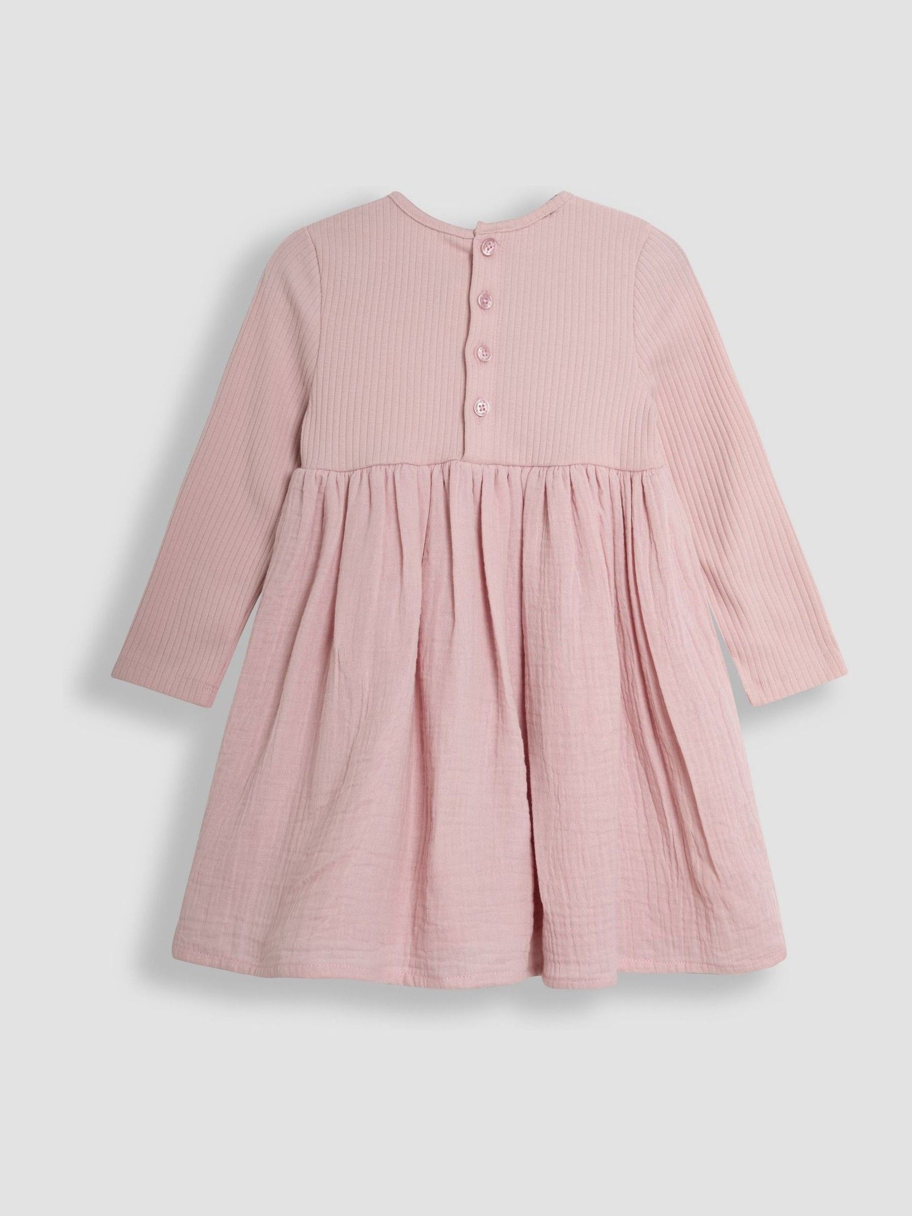 Pink Bunny Applique Rib Cheesecloth Dress - Image 2 of 3