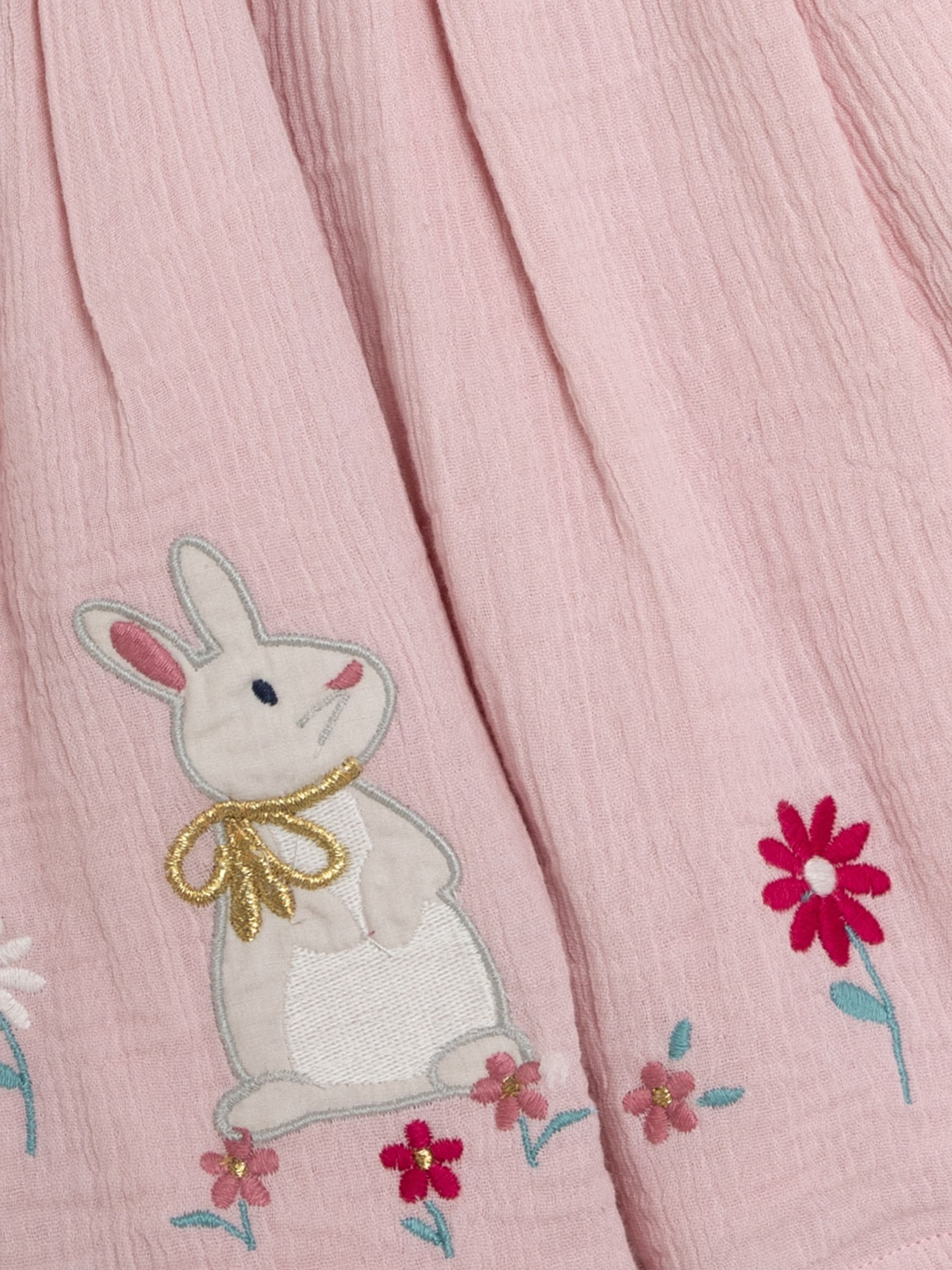 Pink Bunny Applique Rib Cheesecloth Dress - Image 3 of 3